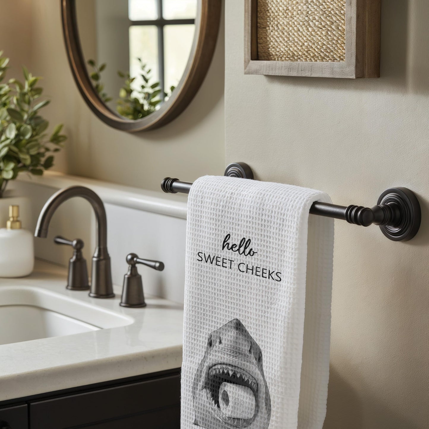 Funny Bear Bathroom Hand Towels Set of 2, Hello Sweet Bear Bathroom Decor, Funny Wild Animal Hand Towels for Washroom Restroom Decor, 16x24 Inch BST326L