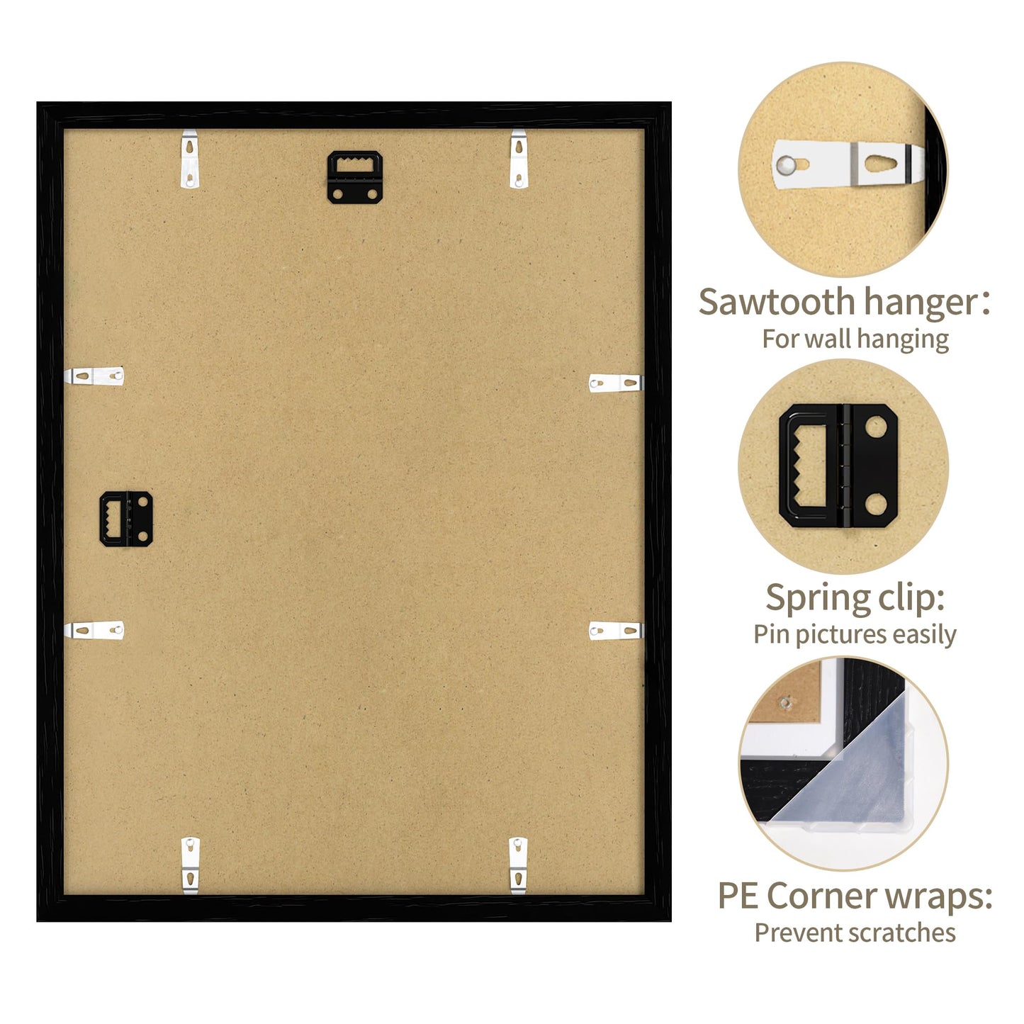 YESKAY 12x16 Picture Frame - 12 x 16 Photo Frame Made of Solid Oak Wood and Real Glass,Display Picture 4 Opening 5x7 with Mat or 12x16 Without Mat for Wall Mounting(Color Walnut) BST326H