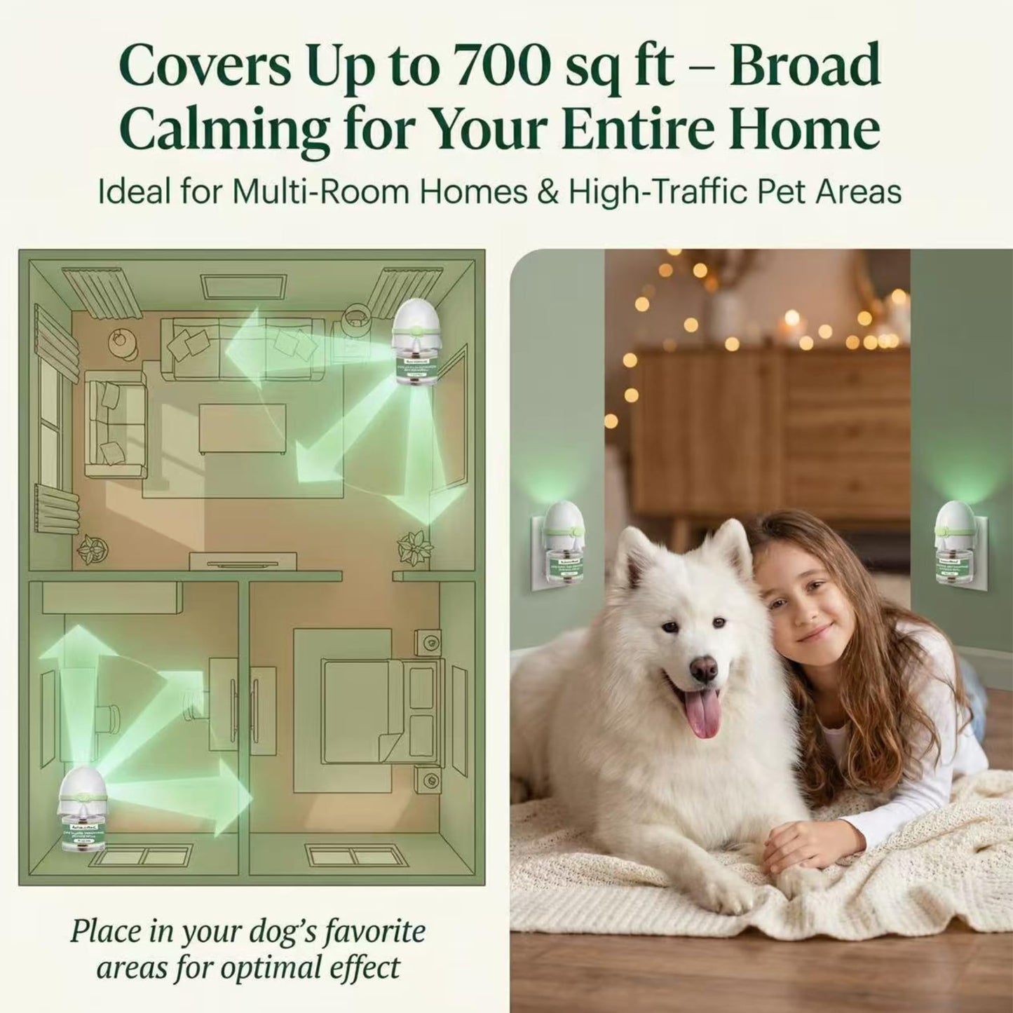 8-in-1 Dog Calming Pheromone Diffuser Kit – Pet Stress Support (2 Plug-Ins & 6x48ml Refills), Calming Diffuser for Dog During Thunderstorms, Travel, Separation, Fireworks & Vet Visits, 180-Day Supply WN420