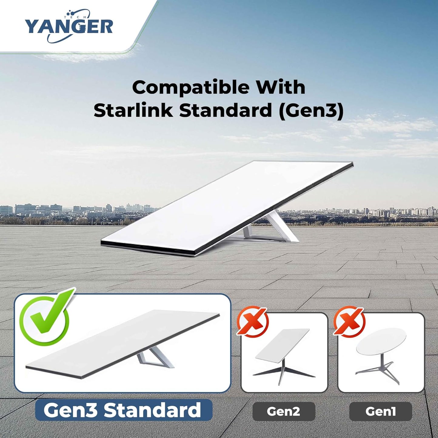 YANGER Starlink Gen 3 Cable 100FT Ethernet Cable, Starlink Mini, Starlink Cable Extension, Replacement Cable Durable Waterproof Outdoor Design, Grey WN420