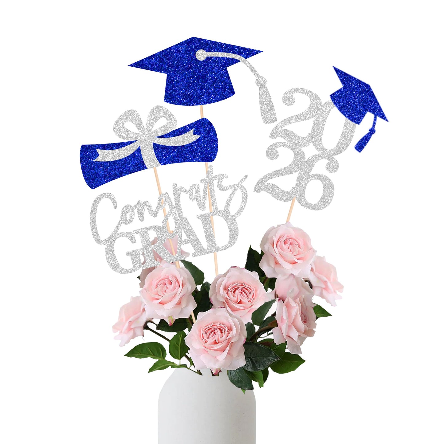 Graduation Centerpieces Class of 2026, 16 PCS Red Blue Double-Sided Table Toppers, Congrats Grad Party Decorations Supplies (Set of 4 Designs) WN420