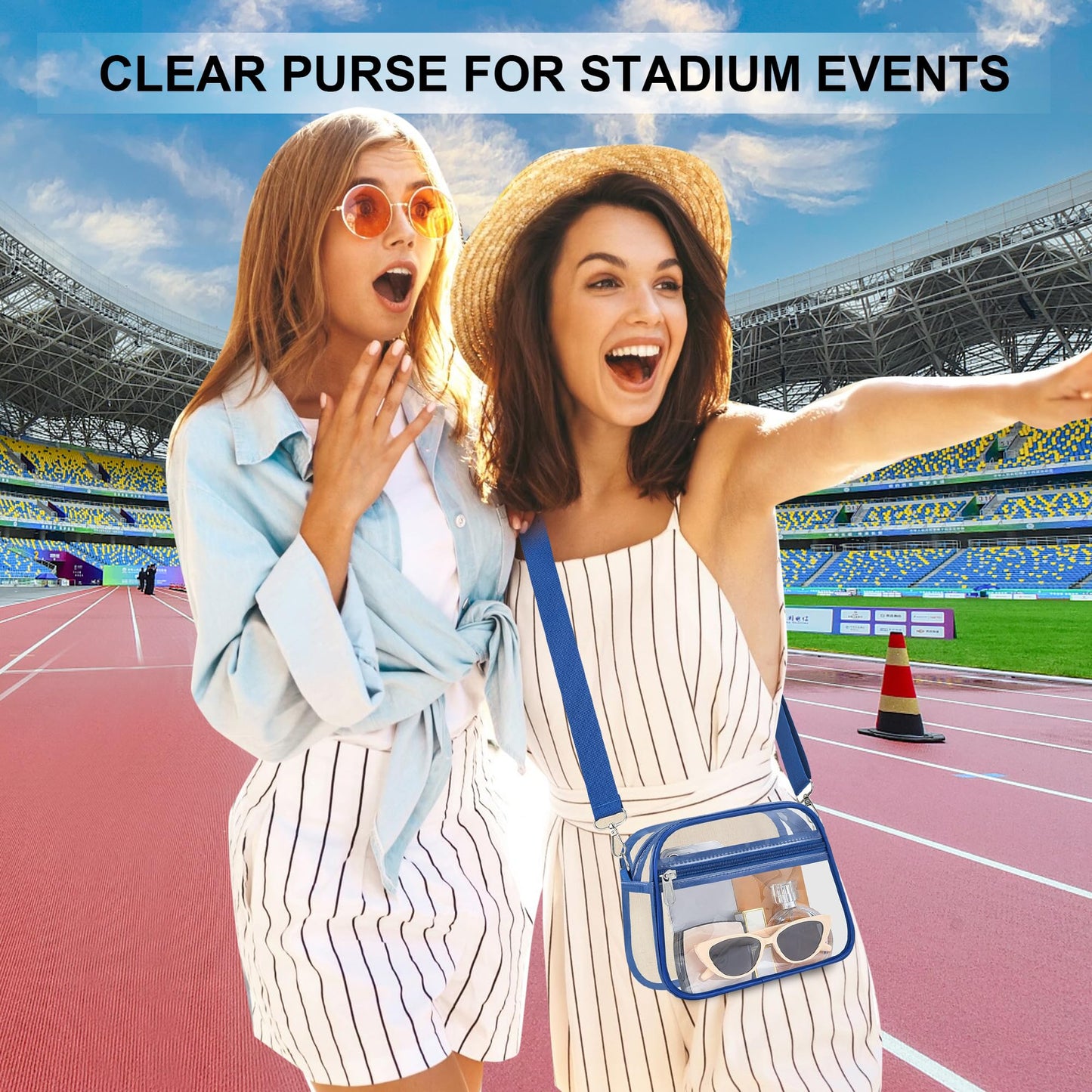 Clear Bag for Stadium Events Stadium Approved Women's Top-Handle Handbags | Mini Small Clear Bag Purse with Wide Adjustable Strap and Front Pocket for Sports Concerts, Festivals BST202