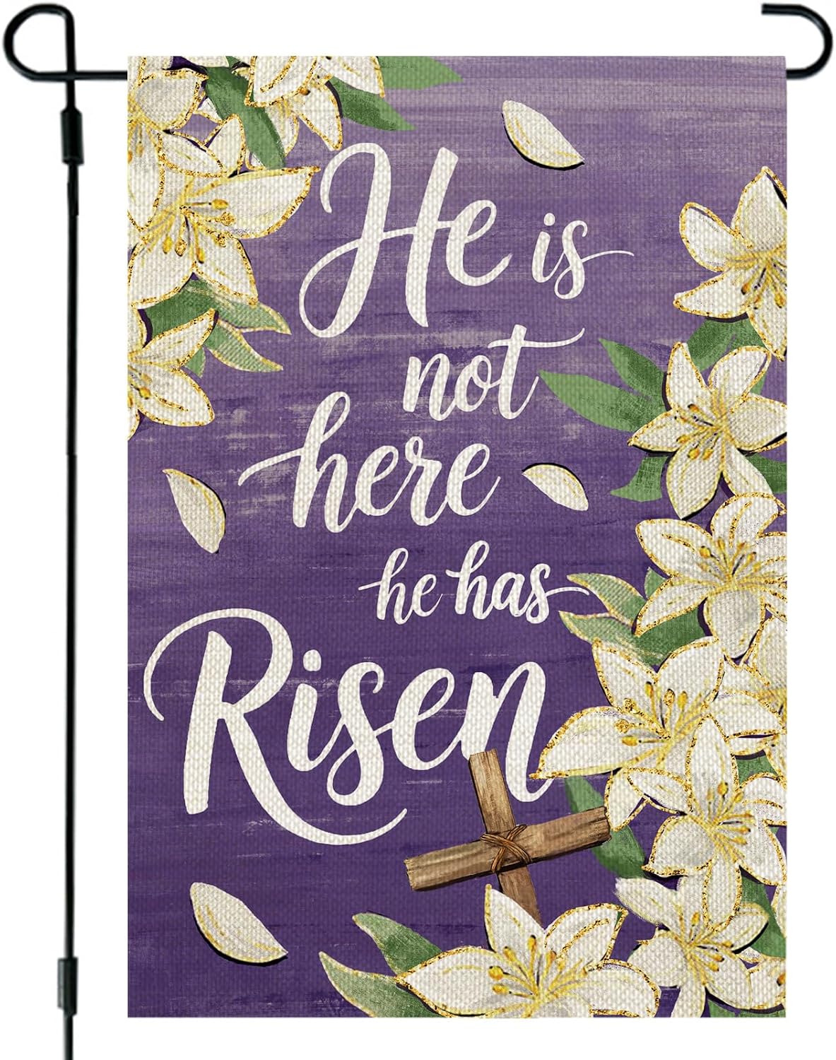 CROWNED BEAUTY Easter Garden Flag He is Risen 12x18 Inch Double Sided Holiday Decoration for Outdoor Lawn Yard WN420