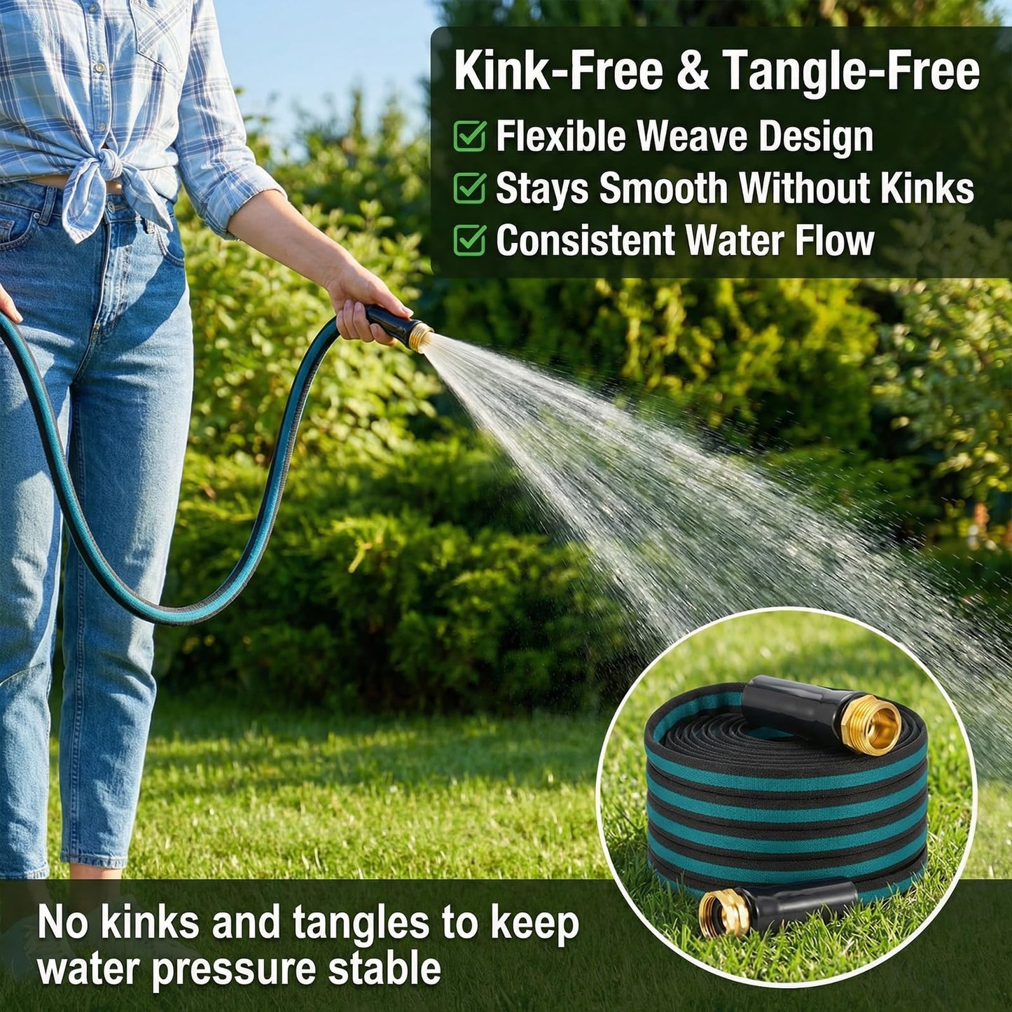 25FT Lightweight Garden Hose – Kink-Resistant, Flexible, High-Pressure Hose for Outdoor RD4