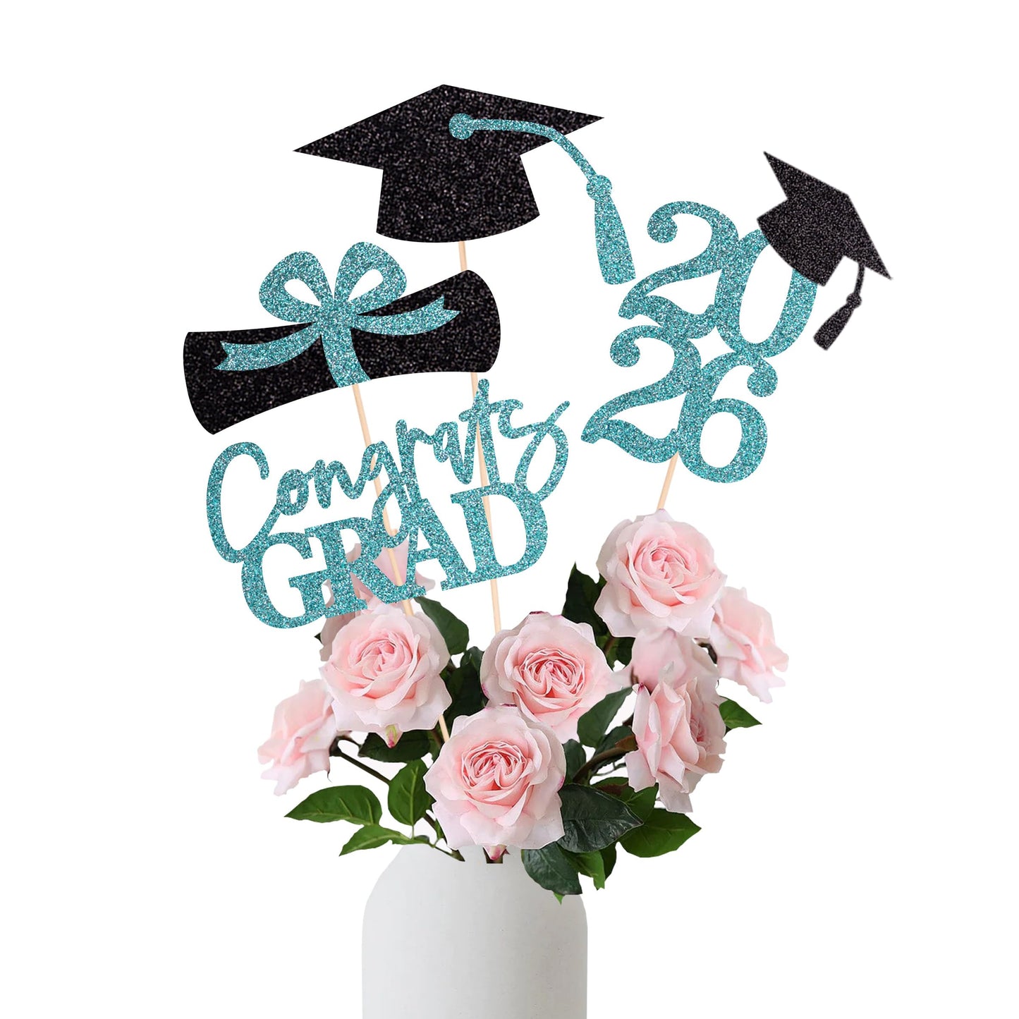 Graduation Centerpieces Class of 2026, 16 PCS Red Blue Double-Sided Table Toppers, Congrats Grad Party Decorations Supplies (Set of 4 Designs) WN420