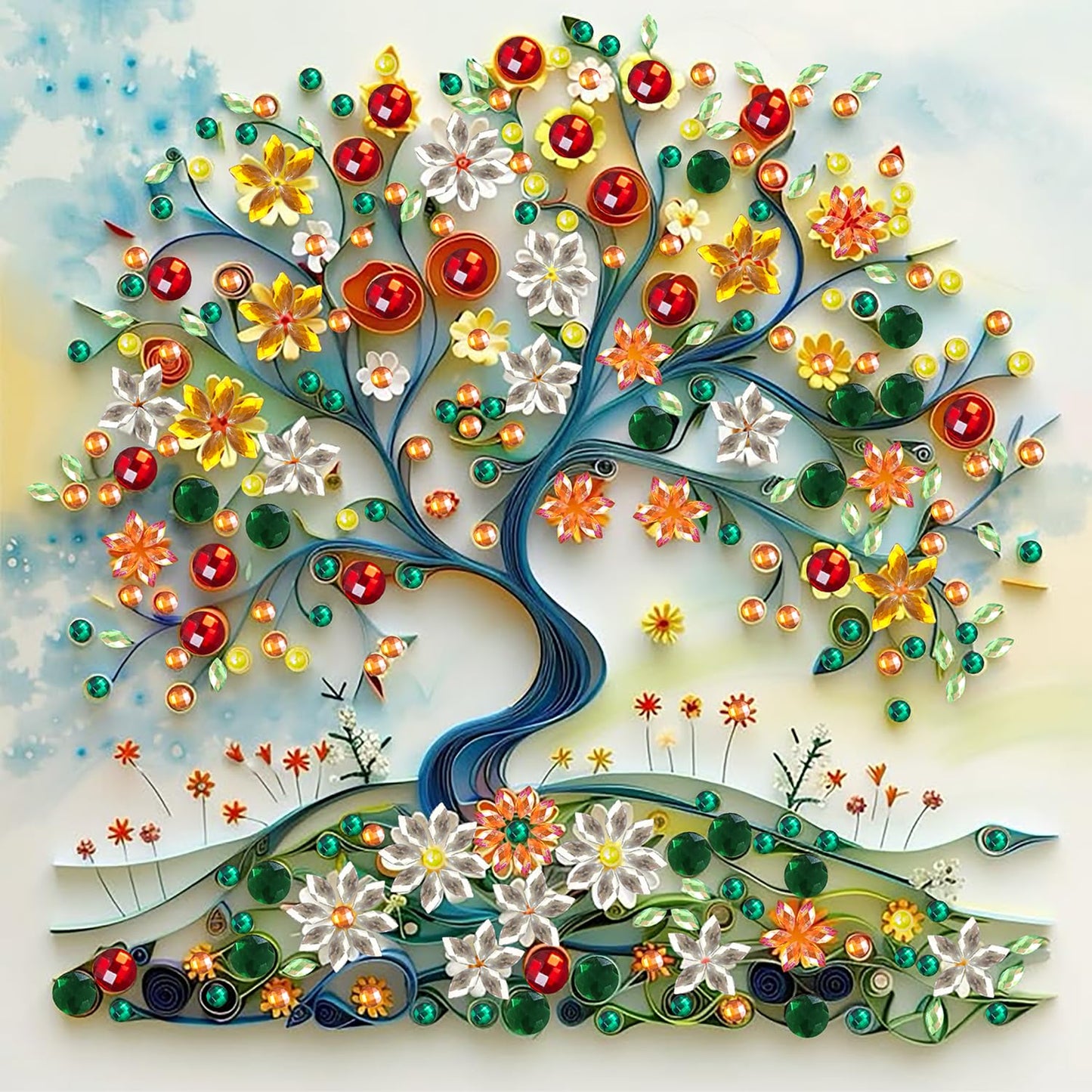 AIBOERL Cherry Diamond Art Kits for Adults,Cherry 5D Diamond Painting Kits for Adults Beginners,DIY Full Round Drill Diamond Dot Painting Gem Art Kits for Adult, Home Wall Decor 12x16Inch BST220
