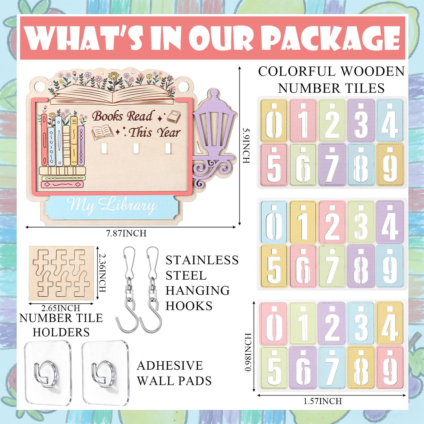 AceOrbit Back to School Books Read This Year Counter Constellation Stack of Books Read Tracker Wooden Hanging Book Counter Sign Astrology Bookshelf Decor Challenge Bookish Gifts for Book Lover Teacher BST202