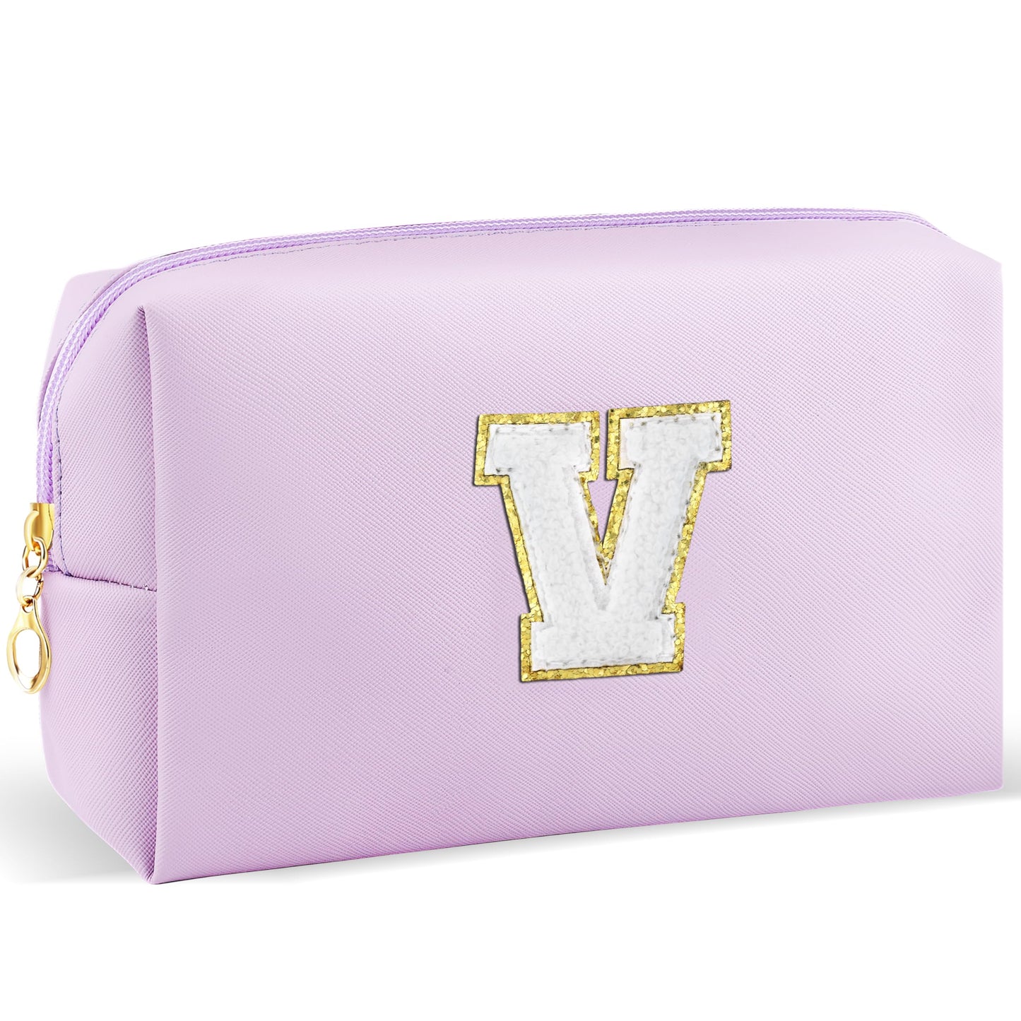 URSKYTOUS Gifts for Girls Initial Makeup Bag Personalized Cosmetic Bag with Zipper Cute Travel Toiletry Bag Waterproof PU Preppy Makeup Pouch Birthday Gift for Teen Girls Women(Blue P) BST326L
