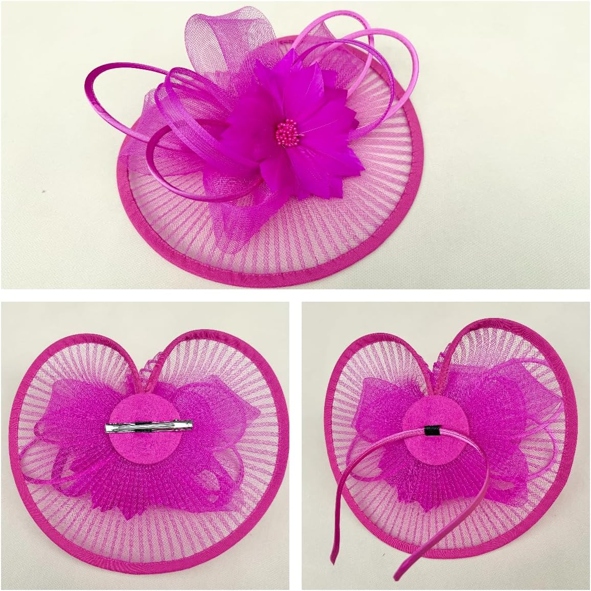 SAFERIN Elegant Women's Fascinator Hat with Veil and Feather Hair Clip Headpiece for Weddings Tea Party WN420