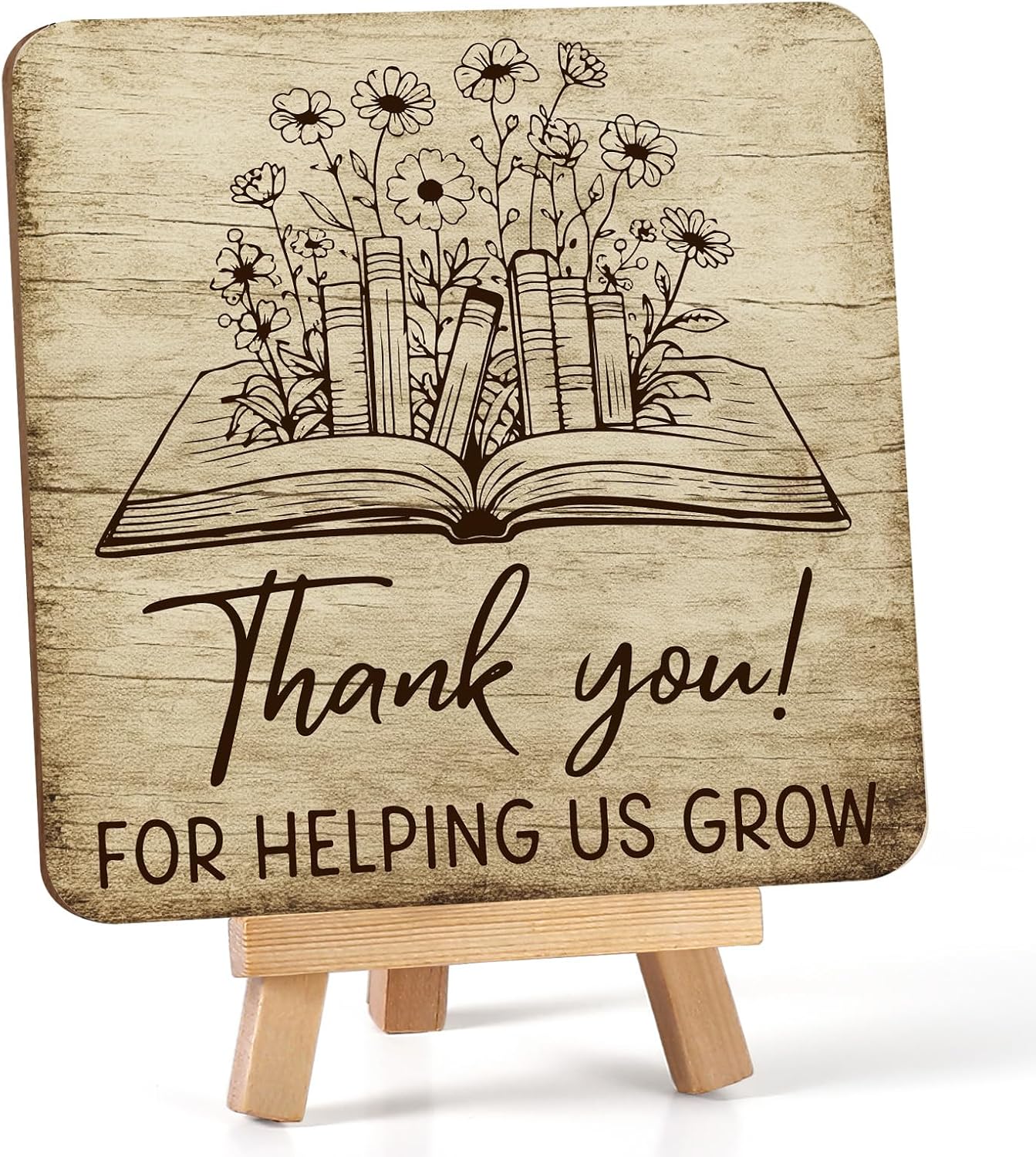 Funny Desk Shelf Decor, Thank Helping Grow Decorative Display | Thank Helping Grow Decorative Sign, Gag Gifts for Friends, White Elephant Gifts for Adults, Easel Sign BST326L
