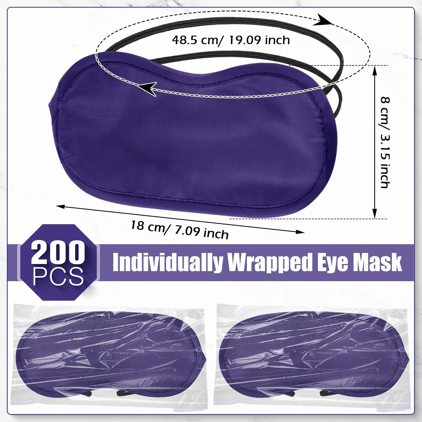 Tarpop 200 Pcs Eye Mask Sleeping Blindfold Eye Cover with Adjustable Strap for Games Party Team Building Travel Individually Wrapped Sleep Mask for Women Men (Blue)