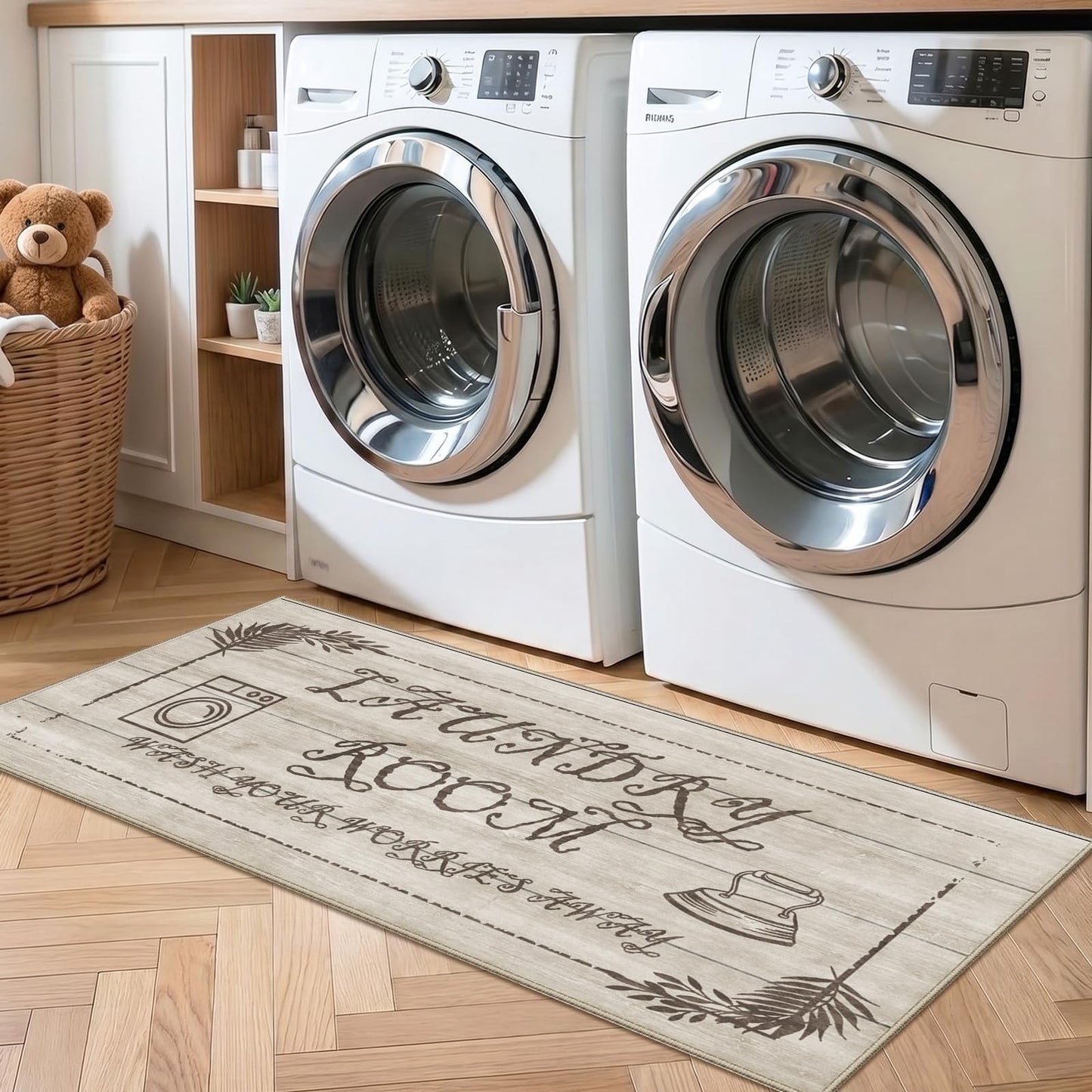 TOPRUUG 2x8 Kitchen Runner Rug: Non-Slip Kitchen Rugs Stain Resistant Kitchen Mats for Floor Low-Pile Carpet for Sink Soft Kitchen Runners Non Skid Washable 8 ft Mat Home Decor 2'x8' Beige BST202