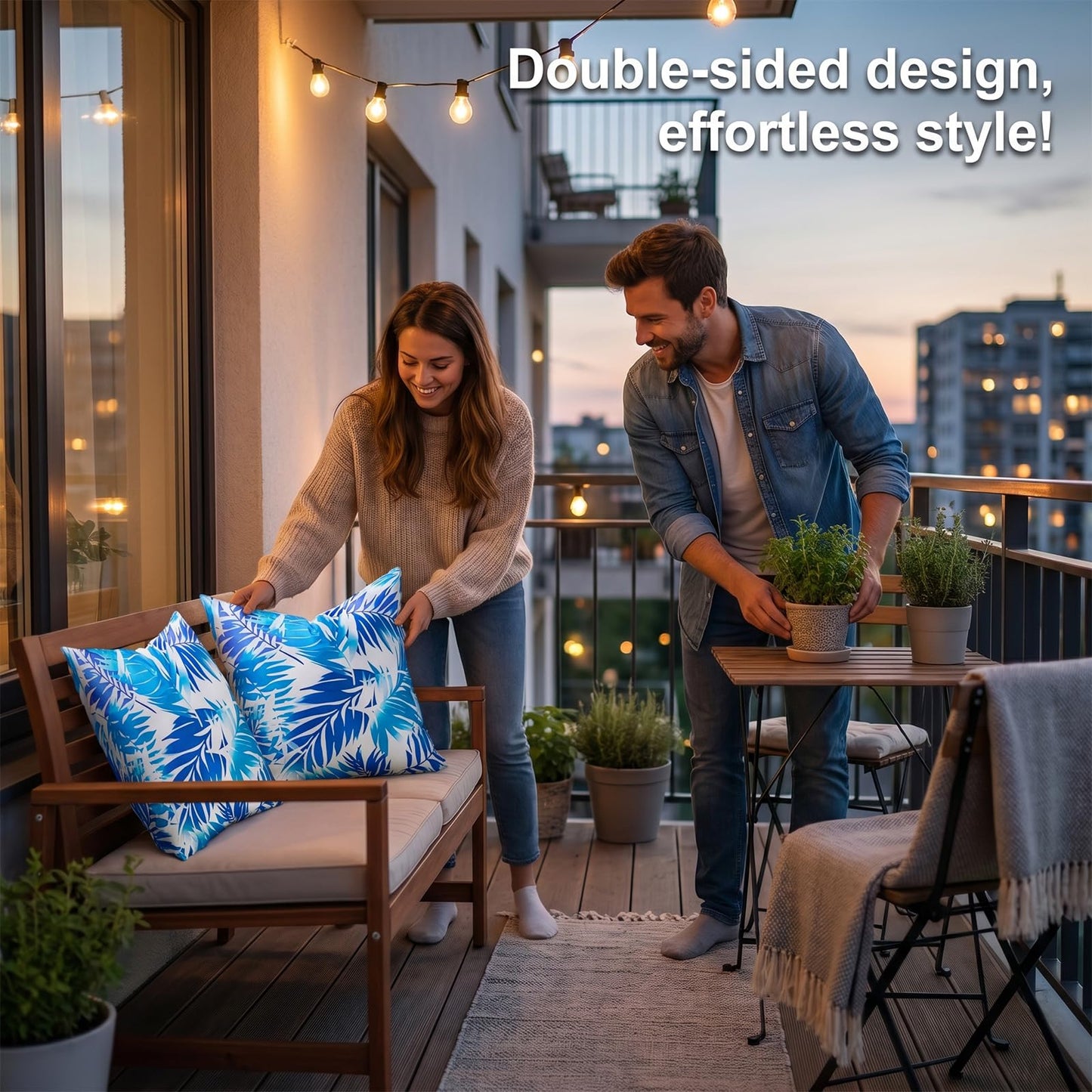 Outdoor Waterproof Pillow Covers Summer Decorative Throw Pillow Covers Tropical Leaf Couch Covers 20x20 Set of 2 Square Outdoor Floral Cushion Cases for Patio Furniture Garden Tent Balcony Bench BST220