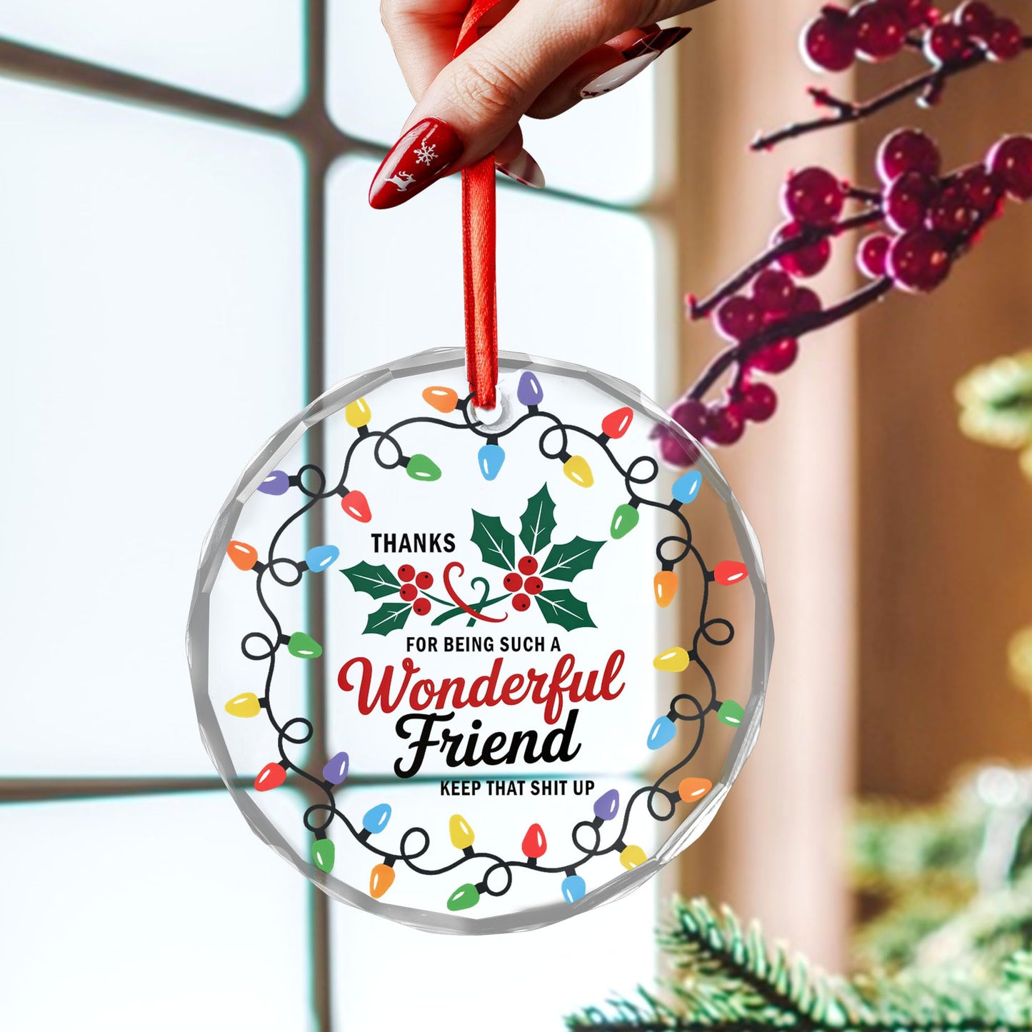 Best Friend Ornaments for Women - Friends Gifts 2025 - Friendship Gifts for Friend Female, BFFs, Besties, Soul Sisters, Friends Group Christmas Tree Decoration - Friendship Glass Ornament (FR2) BST220