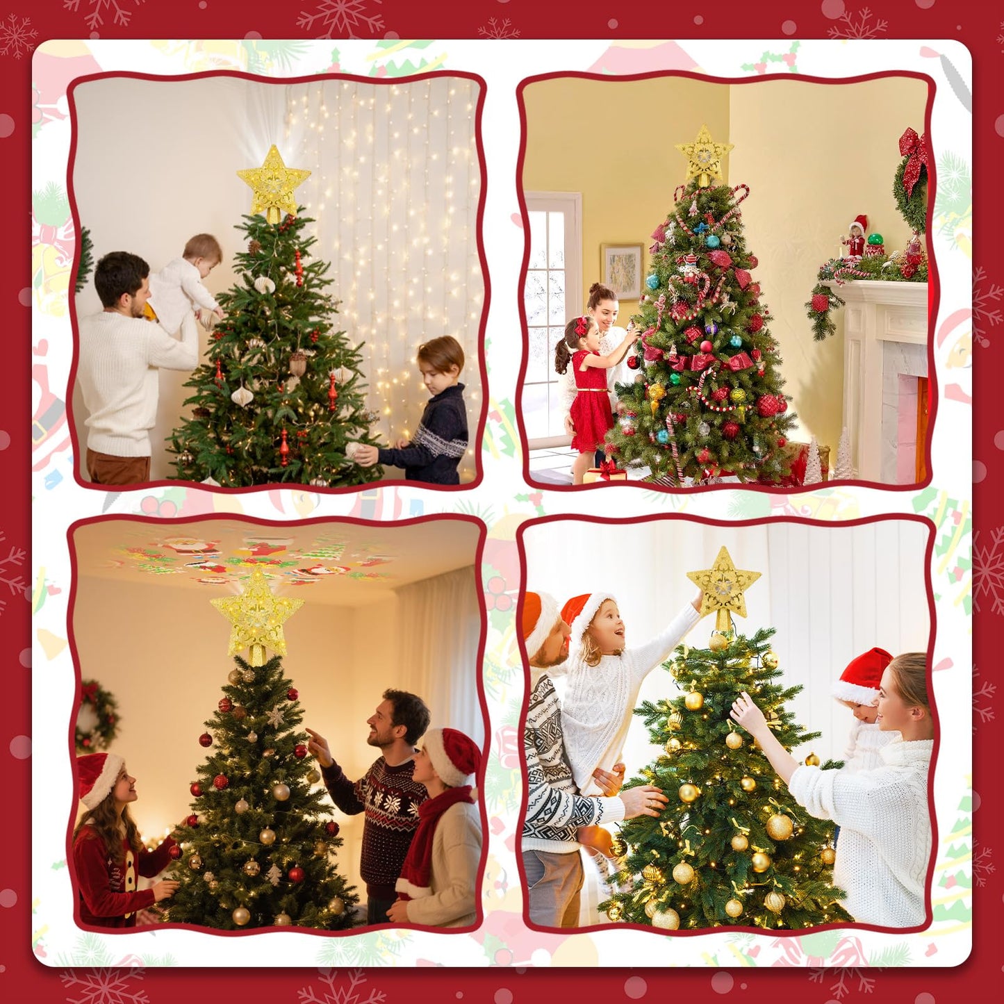 Christmas Tree Topper with Built-in 360° LED Rotating Projector N31