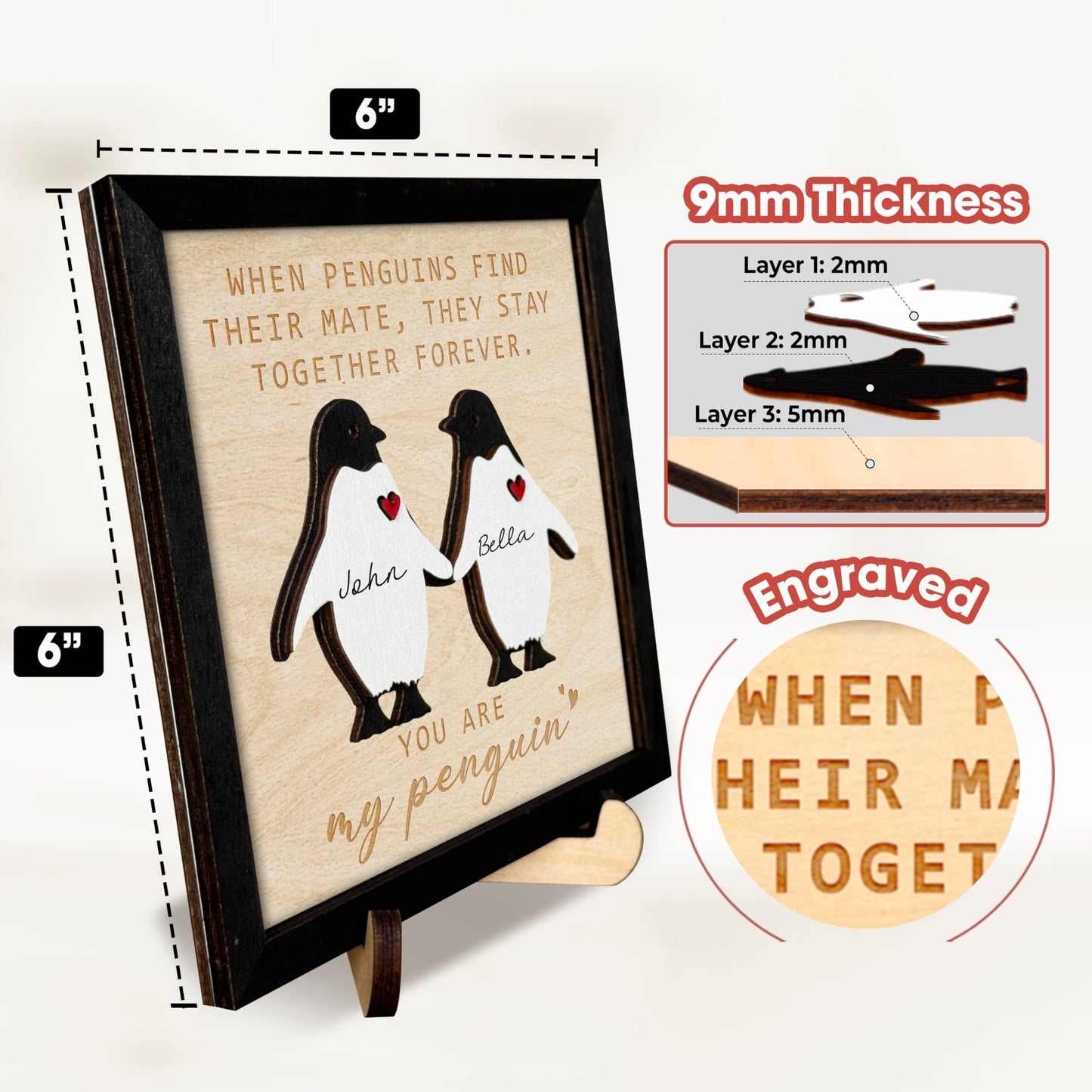 Funny Couple Decorative Gift for Him Her Anniversary Frame Wooden Sign Plaque Rustic 3D Wall Art Wedding Birthday Valentine's Day Gift for Boyfriend Girlfriend Husband Wife HU-FR252 BST220