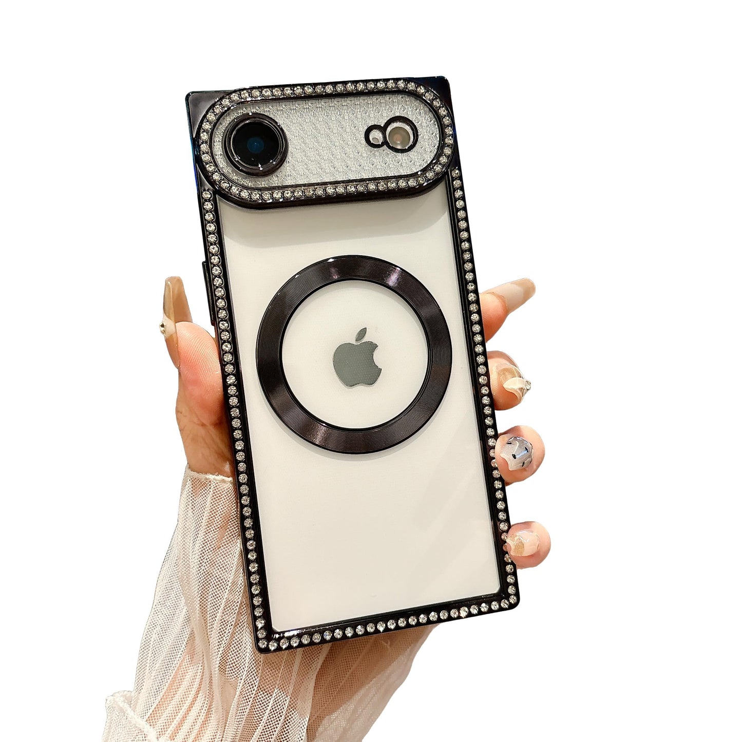 Owncase Magnetic for iPhone 13 Pro Case, Compatible with Magsafe, Crystal Diamonds Glitter Electroplated Edge Soft TPU Clear Phone Case for Women Girls, Gold WN420