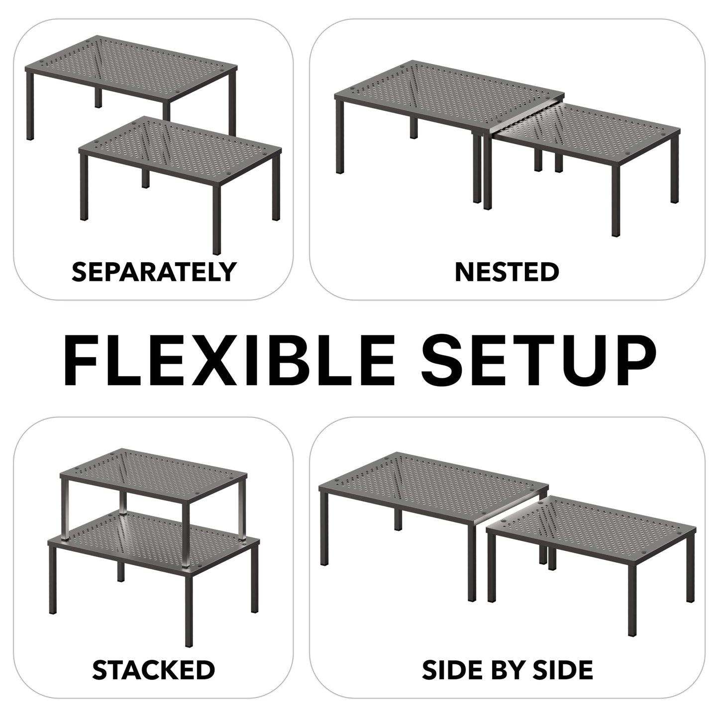 Simple Houseware Expandable Stackable Cabinet and Counter Shelf Organizer with Steel Surface, 9" D x 12.75" W x 5.9" H, Bronze