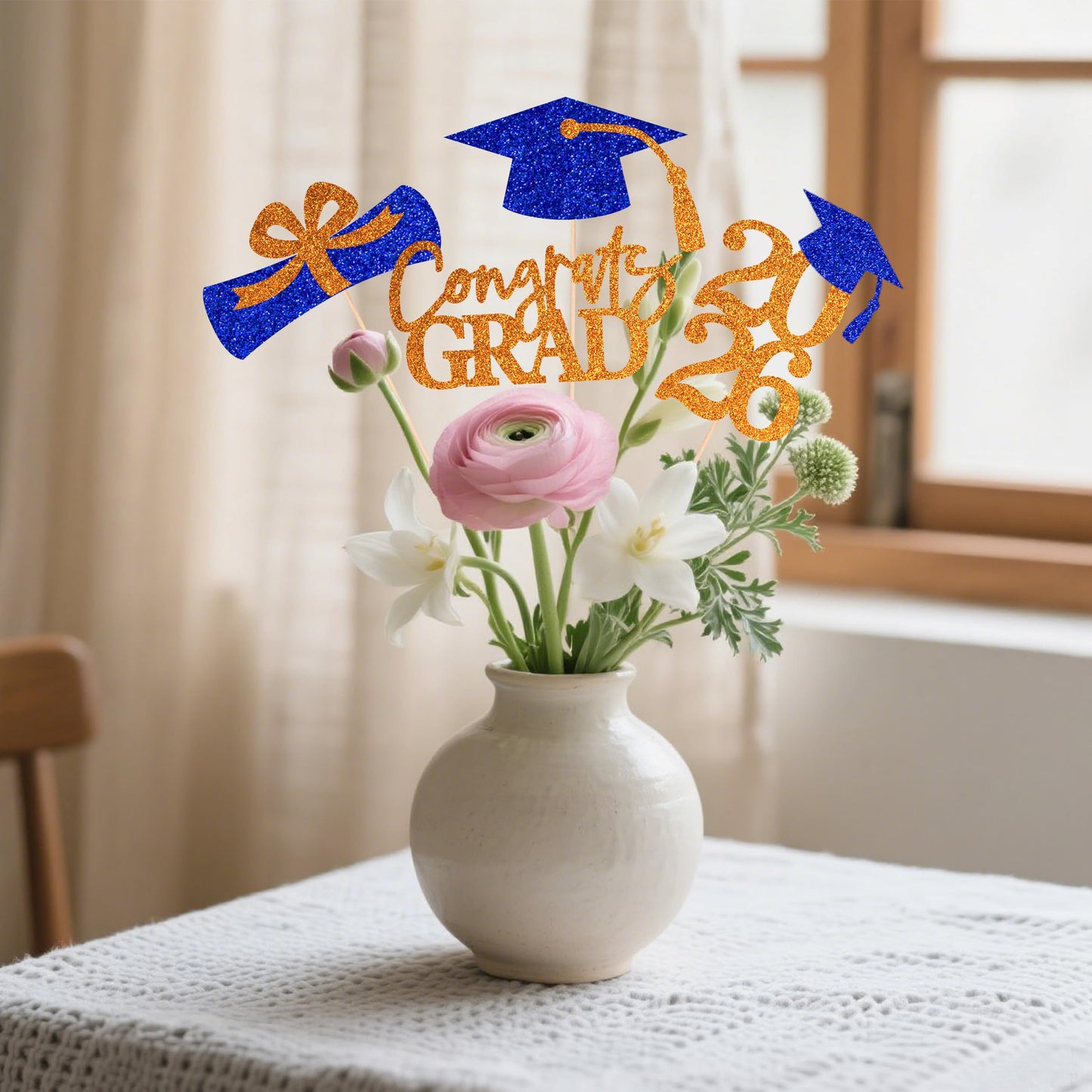 Graduation Centerpieces Class of 2026, 16 PCS Red Blue Double-Sided Table Toppers, Congrats Grad Party Decorations Supplies (Set of 4 Designs) WN420