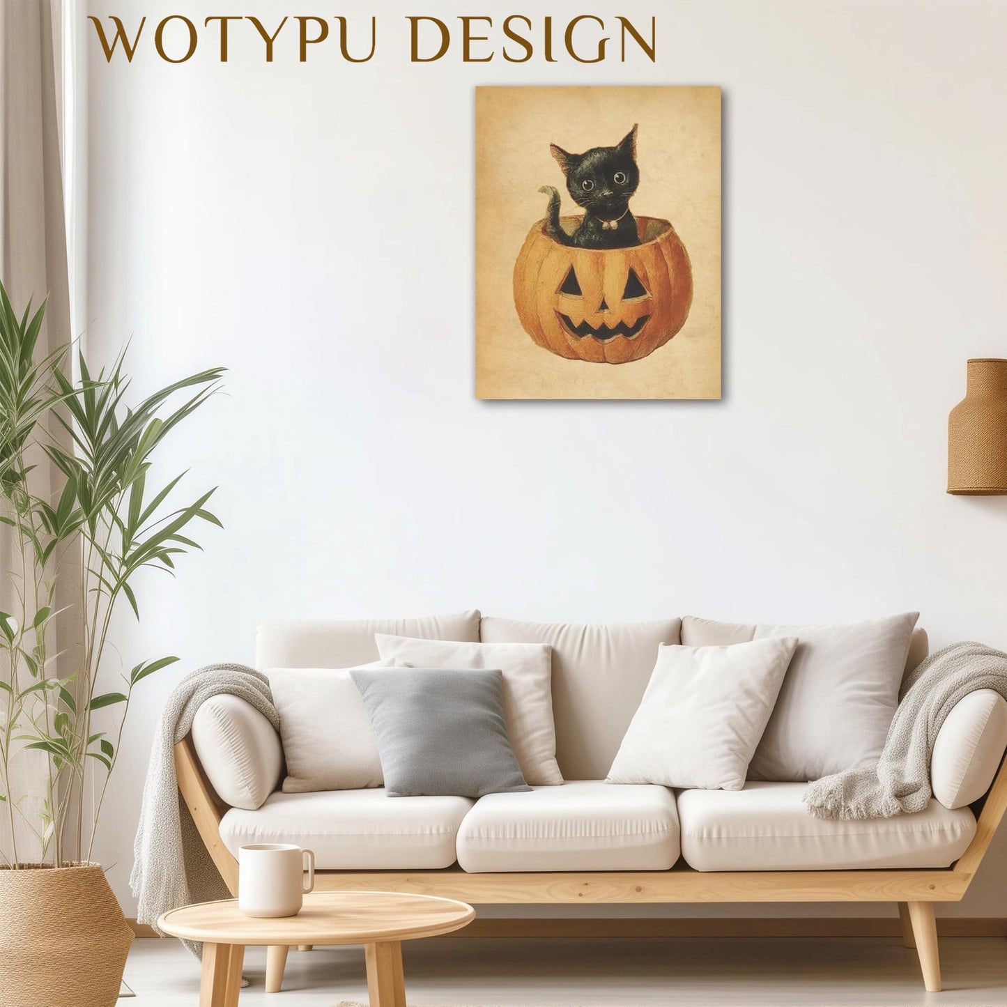WOTYPU Fall Farmhouse Wall Art Decor, Farmhouse Fall Decor, Rustic Pumpkin Patch Scarecrow Truck Harvest Autumn Thanksgiving Framed Canvas Prints Poster Wall Decorations for Farm Home, 11x14 BST326H