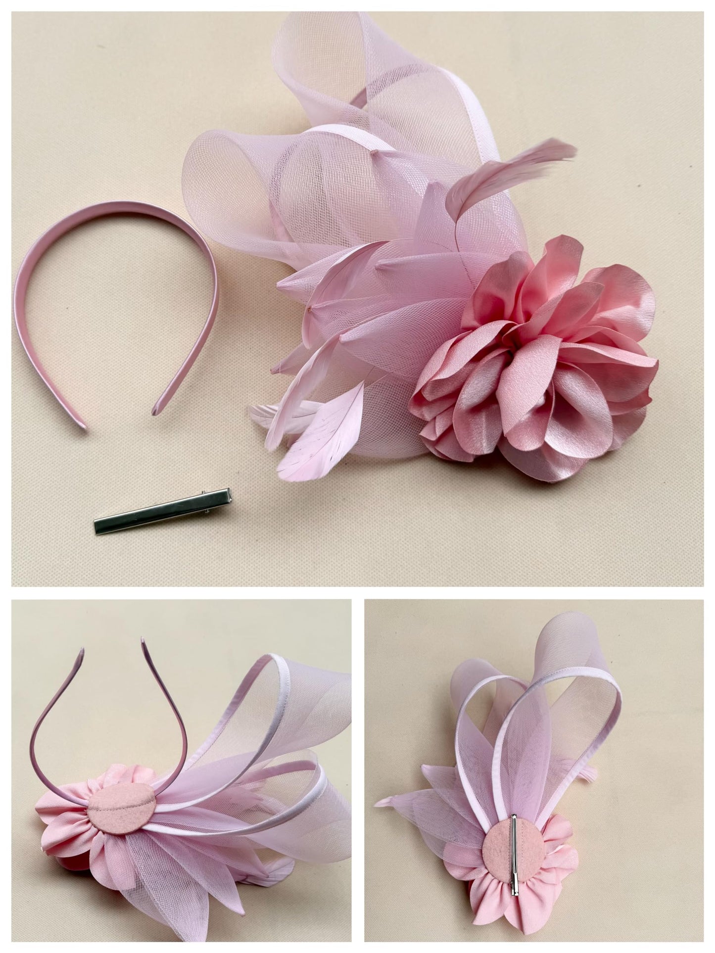 SAFERIN Fascinators Hat Flower Mesh Ribbons Feathers on a Headband and a Clip Tea Party Headwear for Girls and Women WN420