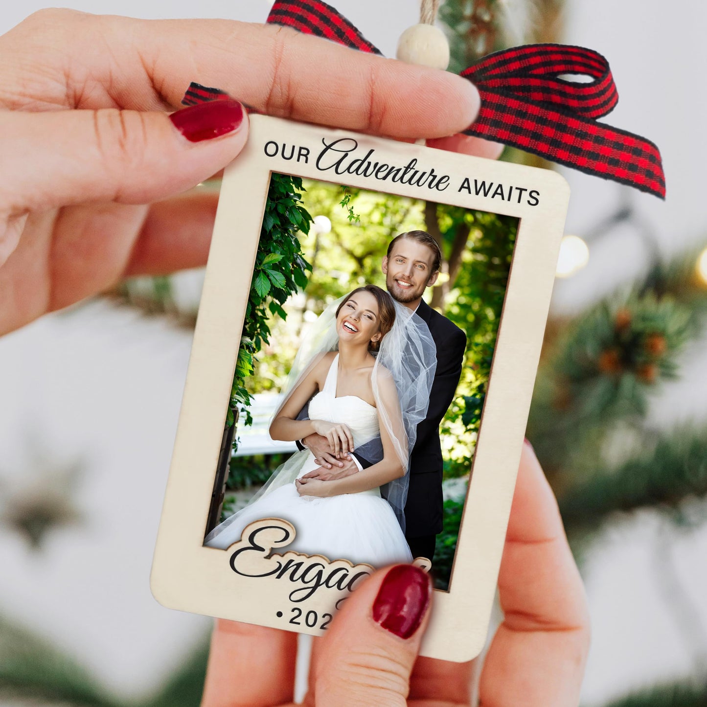 Hangwoous Baby's First Christmas Photo Frame Ornament 2025 | Wooden portrait frame keepsake, first Christmas photo gift for baby BST202