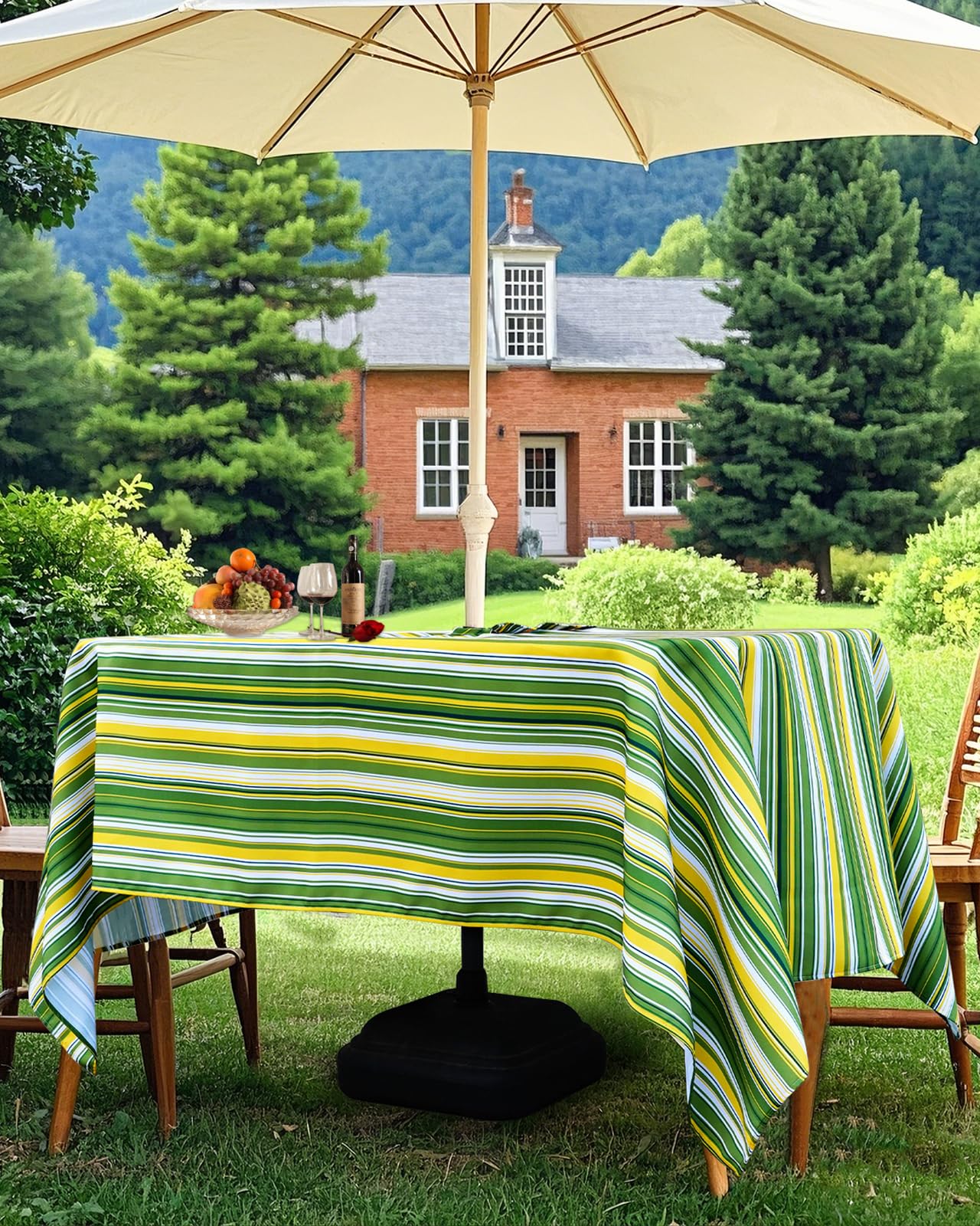Eternal Beauty 52” Round Tablecloth Waterproof Outdoor Tablecloth with Umbrella Hole Zipper for Spring Summer Patio Picnic Tables (Tropical Palm Leaf) BST326H