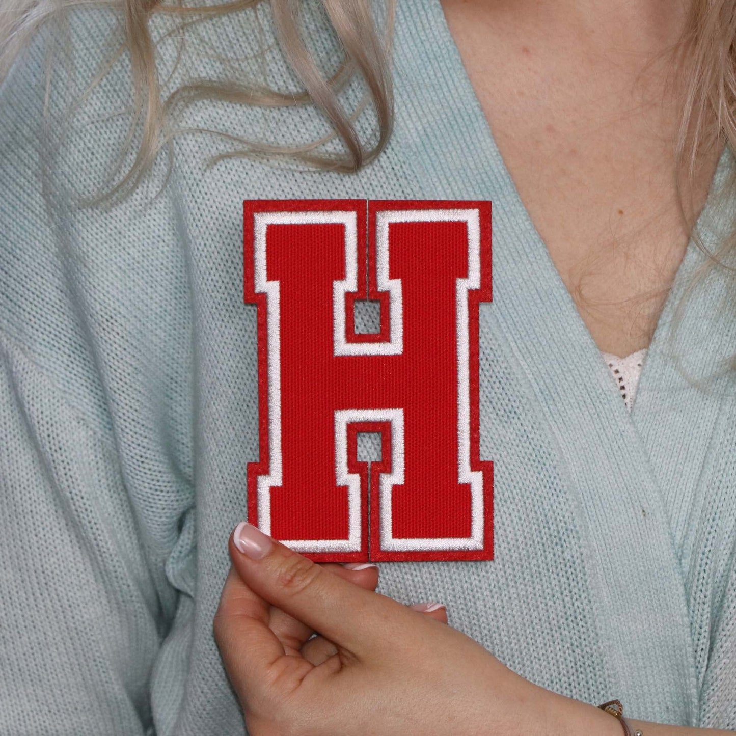 Iron On Letters Patches Premium Quality - Letter for Clothing - Varsity Patch Transfer for Clothes - Embroidered Letters Patches for Jersey Jackets - Sew on Appliques Red BST220