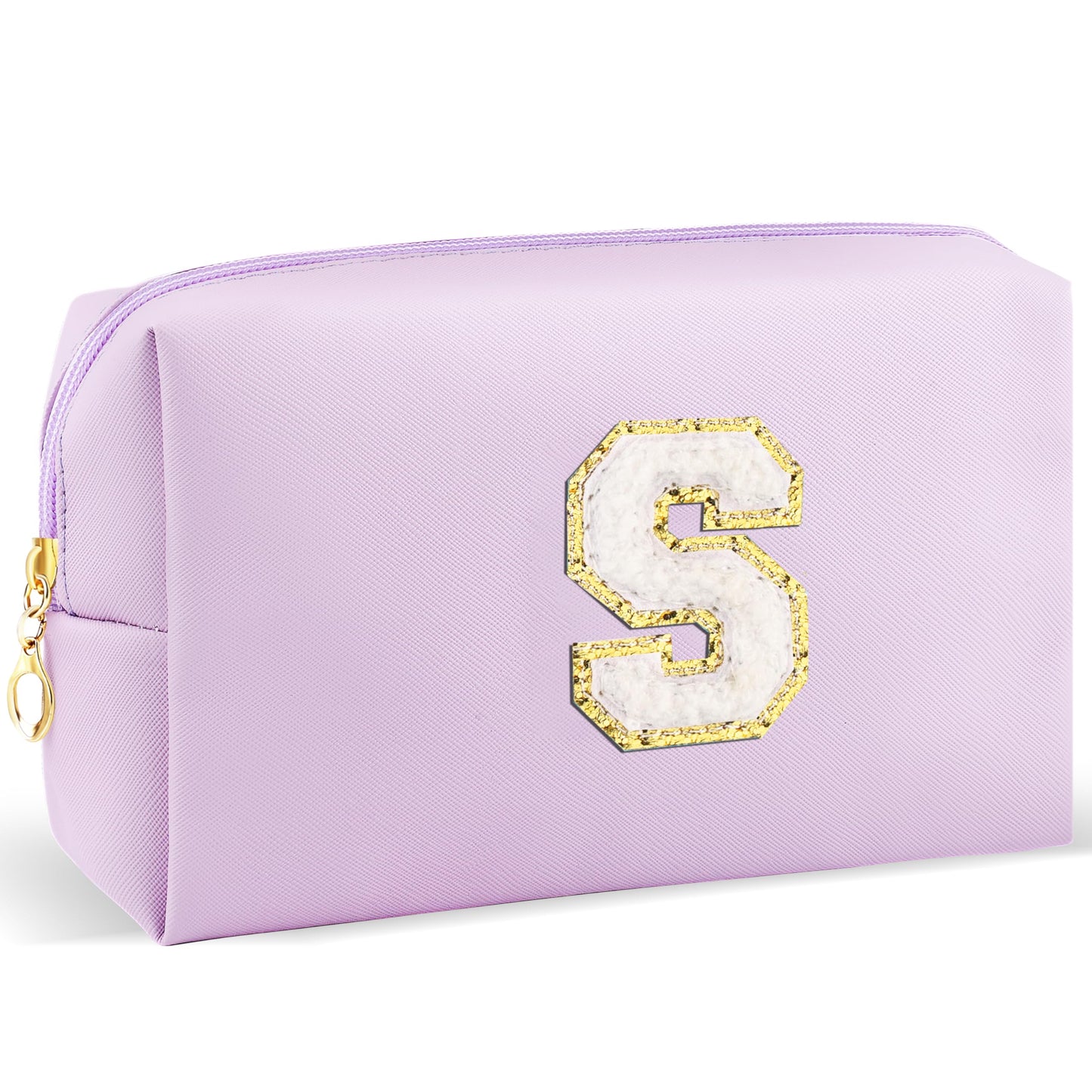 URSKYTOUS Gifts for Girls Initial Makeup Bag Personalized Cosmetic Bag with Zipper Cute Travel Toiletry Bag Waterproof PU Preppy Makeup Pouch Birthday Gift for Teen Girls Women(Blue P) BST326L