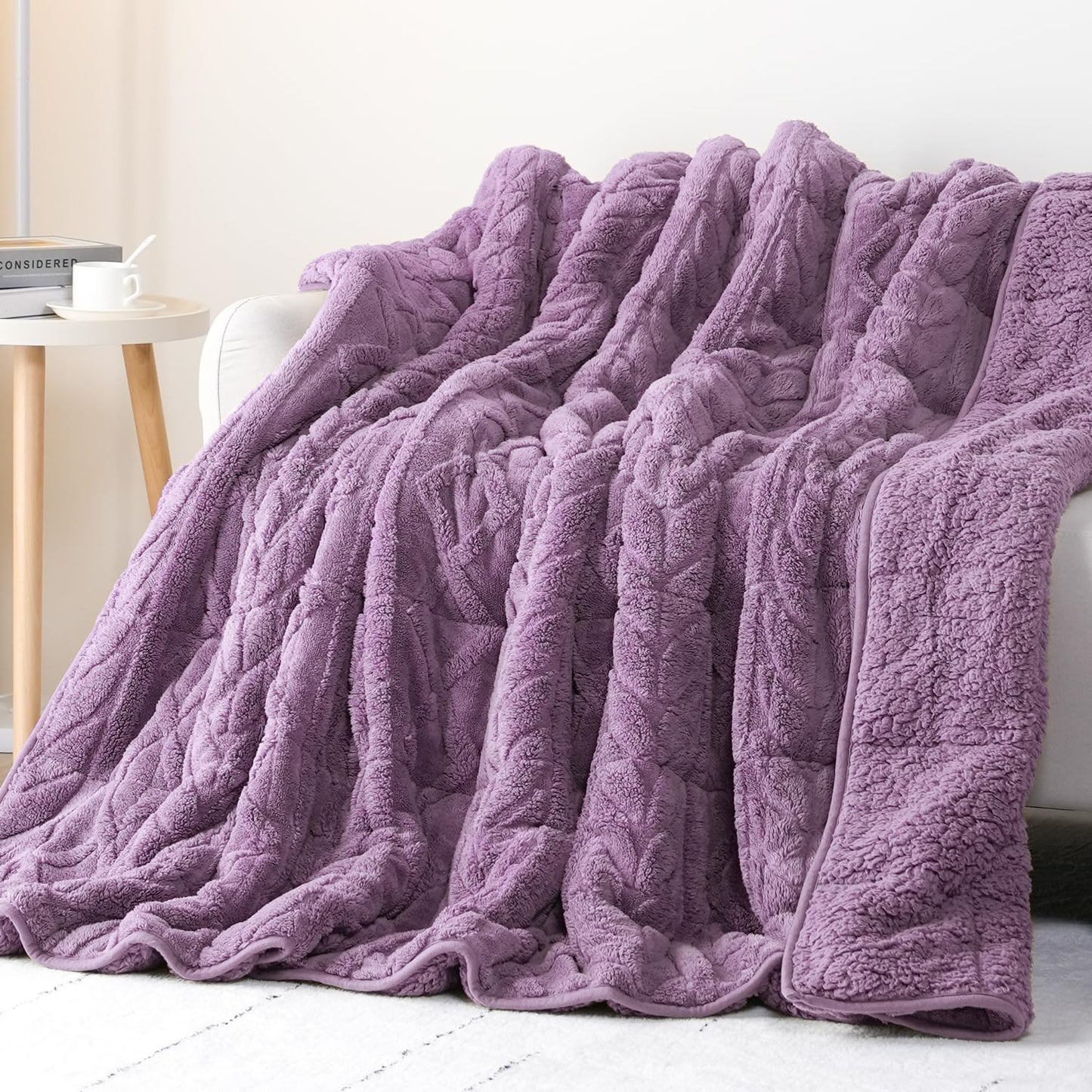 Cottonblue Sherpa Fleece Weighted Blanket for Adults 15 lbs 48x72in Soft | Cozy Flannel Weighted Throw Blankets Full Size for Calming Sleeping Relaxing, Warm Fuzzy Bed Sofa Heavy Blanket Washable,Grey BST202