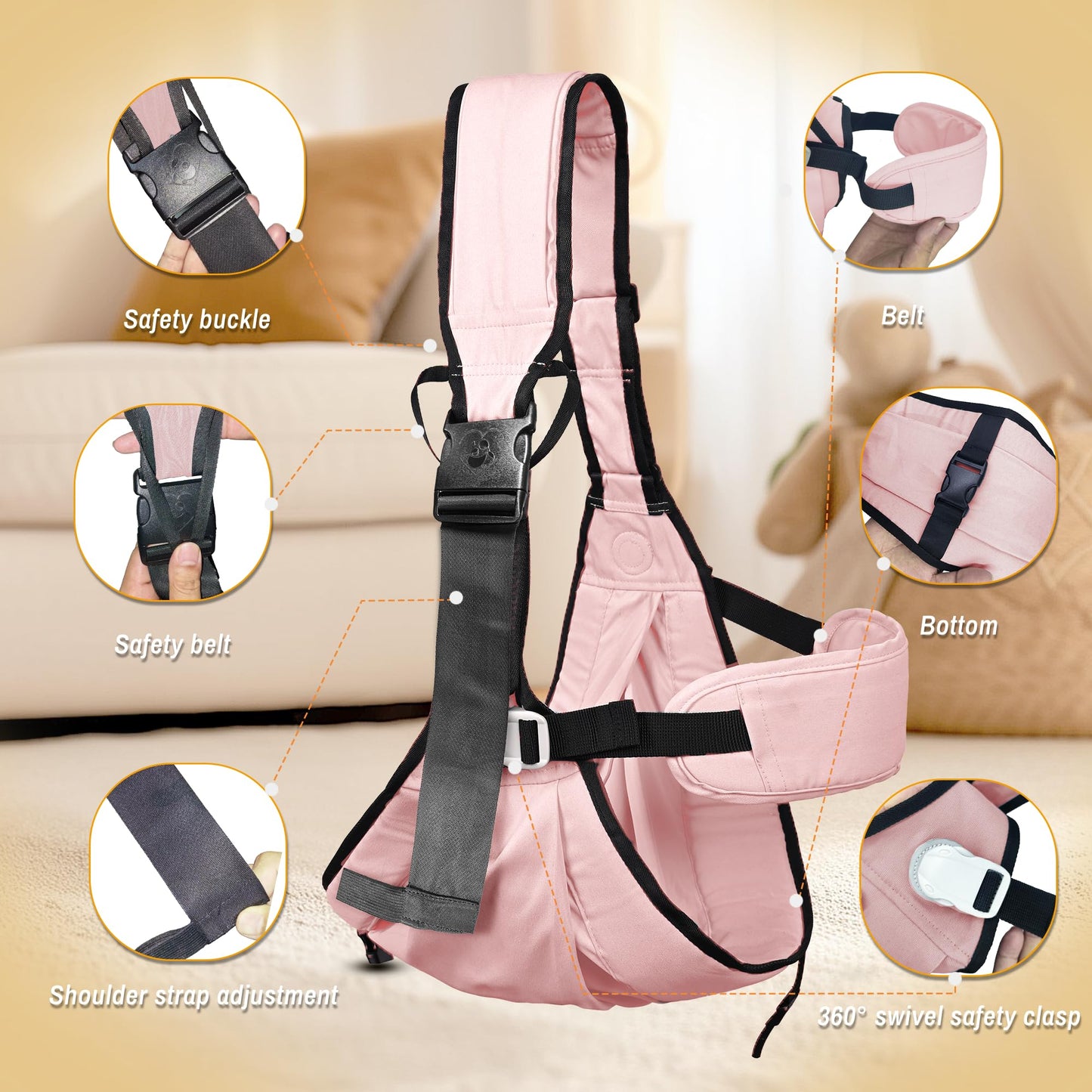 Baby Carrier Newborn to Toddler,Adjustable & Lightweight Baby Sling Carrier,Toddler Carrier 25-60 lbs,Ideal for Home,Shopping,and Travel WN420