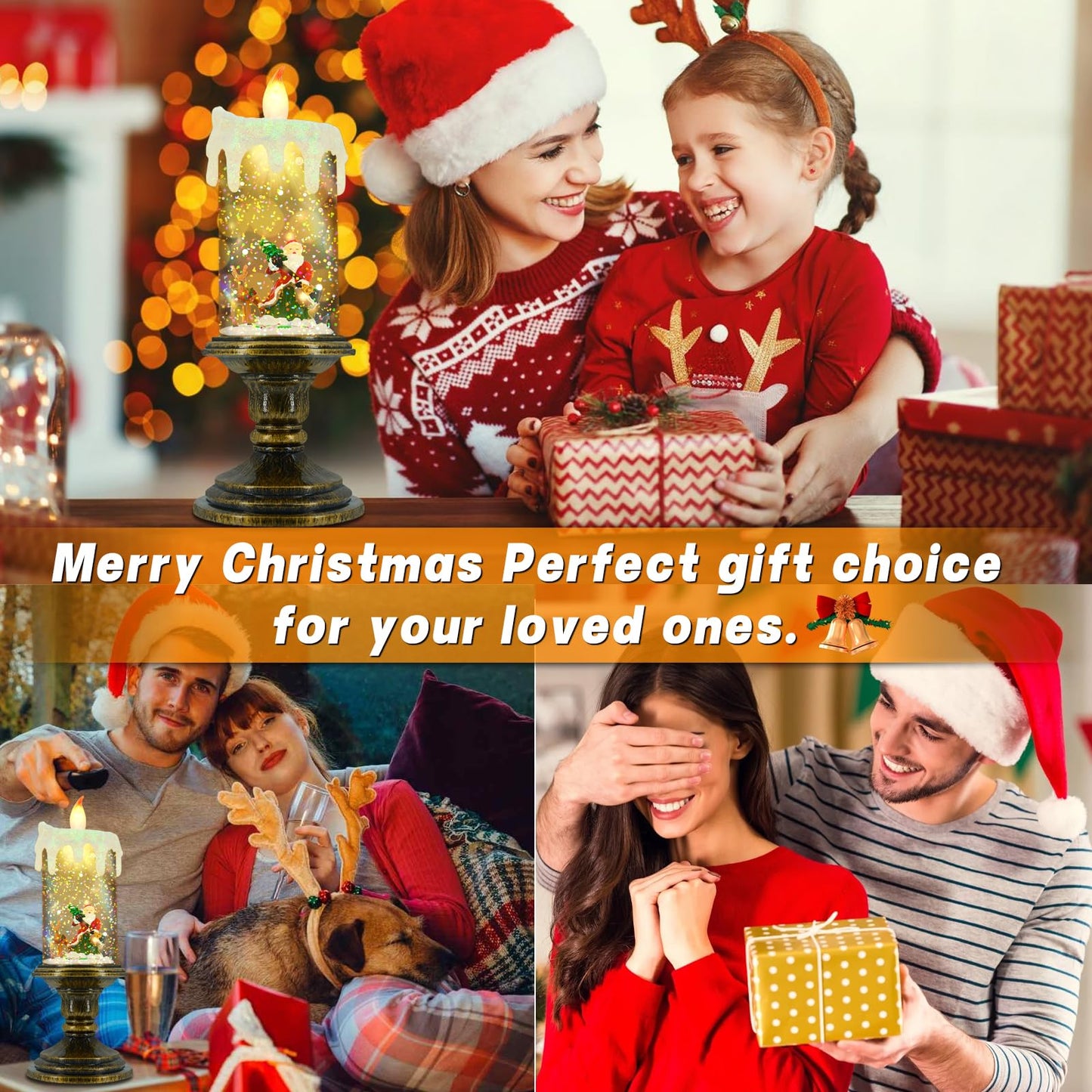 AOMIL Christmas Flameless Candles, Flickering LED Candles with Timer, Snow Globe Candle Lights for Christmas Decorations BST220