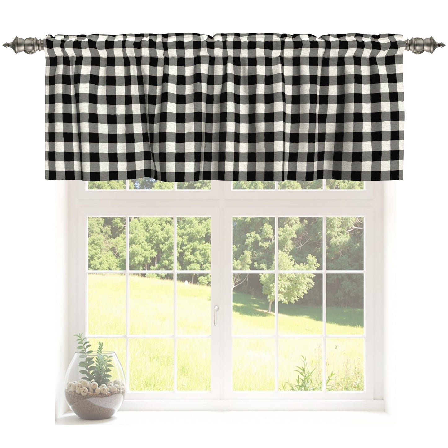 Patriotic Valance for Kitchen 2 Pack 54"x18" American Flag Curtains for Windows Red White Blue Stars 4th of July Independence Day Eucalyptus Leaf Window Treatment Rod Pocket Valance for Home Decor BST326L