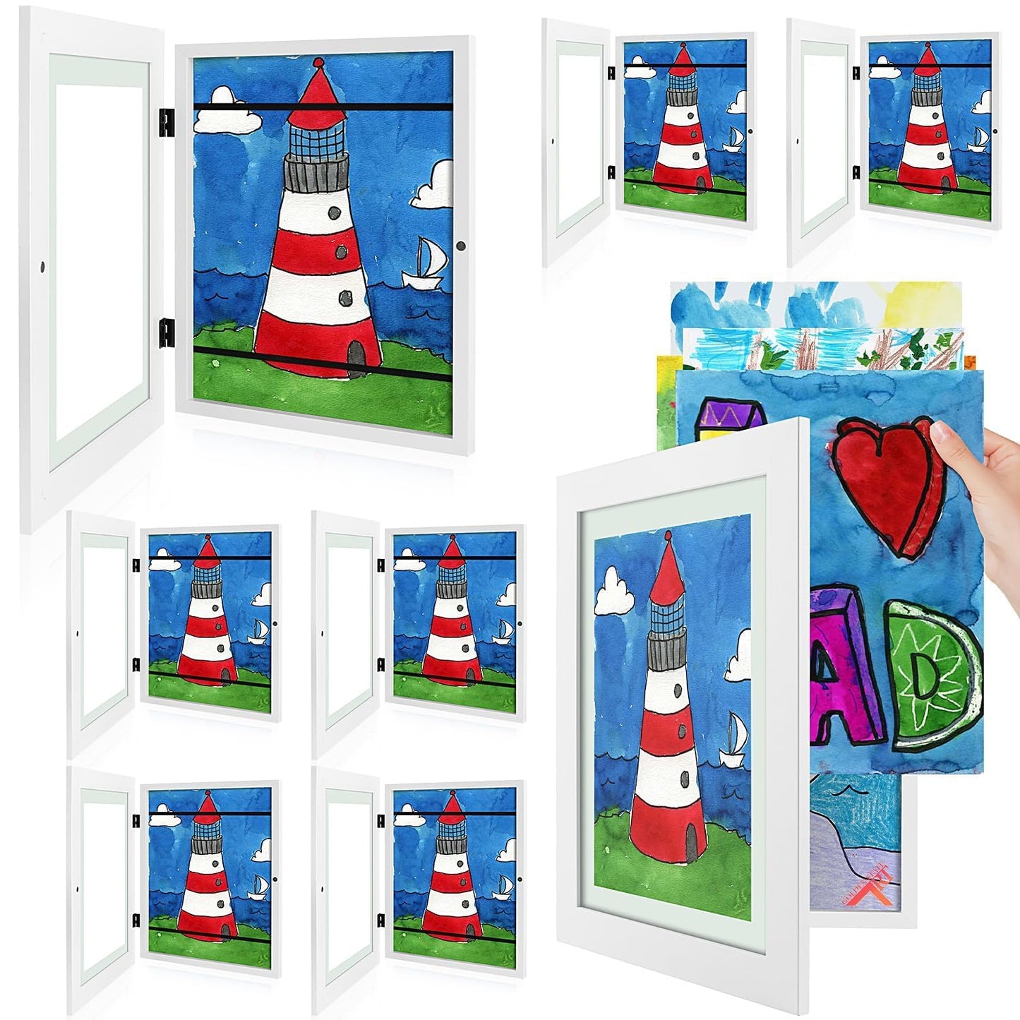 Golden State Art, 8.5x11 Kids Art Frames, Front-Opening Picture Frame Great for Kids Drawings, Artworks, Children Art Projects, Schoolwork, Home or Office (Walnut, Set of 2) BST220