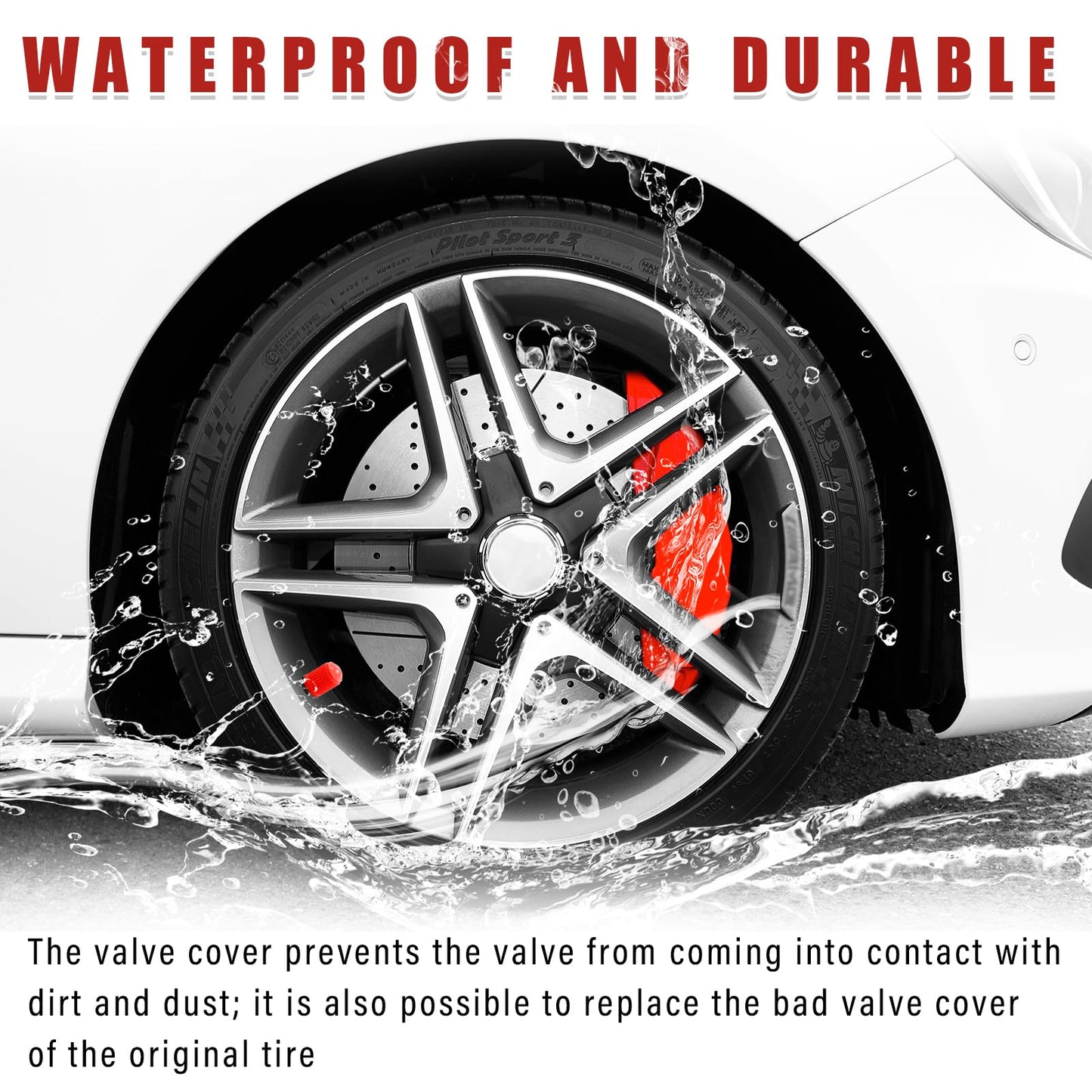 Ziciner 25 PCS Tire Valve Stem Caps, Plastic Car Tyre Valve Cap with O Rubber Seal, Dustproof Airtight Seal Wheel Stem Covers, Universal Accessories for Cars, SUVs, Bicycles,Trucks (Red) WN420