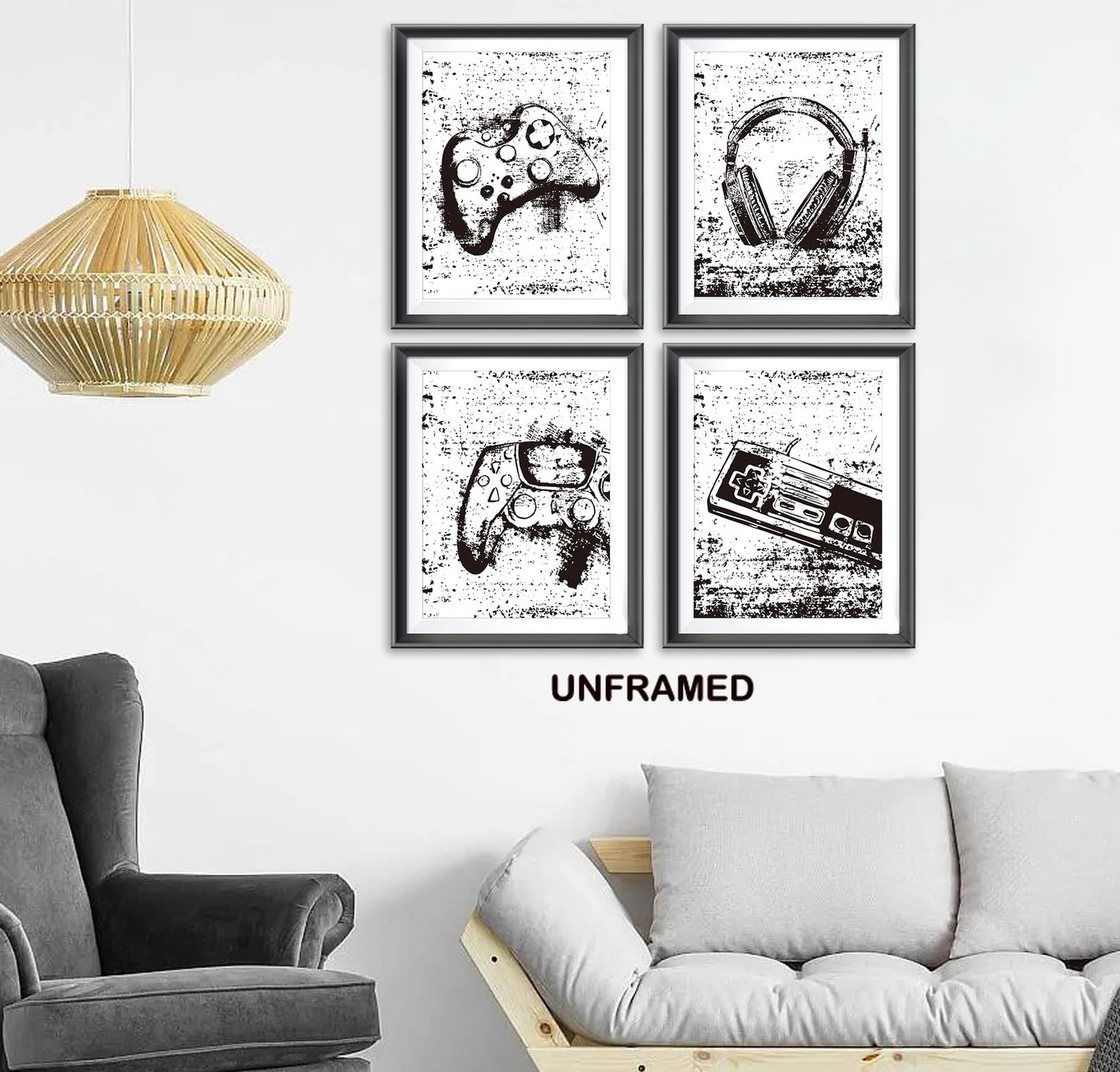 Retro Video Game Gaming Poster Prints for Home Boys Room Playroom Decor,Black And White Video Game Decorations Prints Wall Art Unframed 4pcs 8x10inches,Gift for Gamer Boys Gaming Love (8×10 inc) BST220