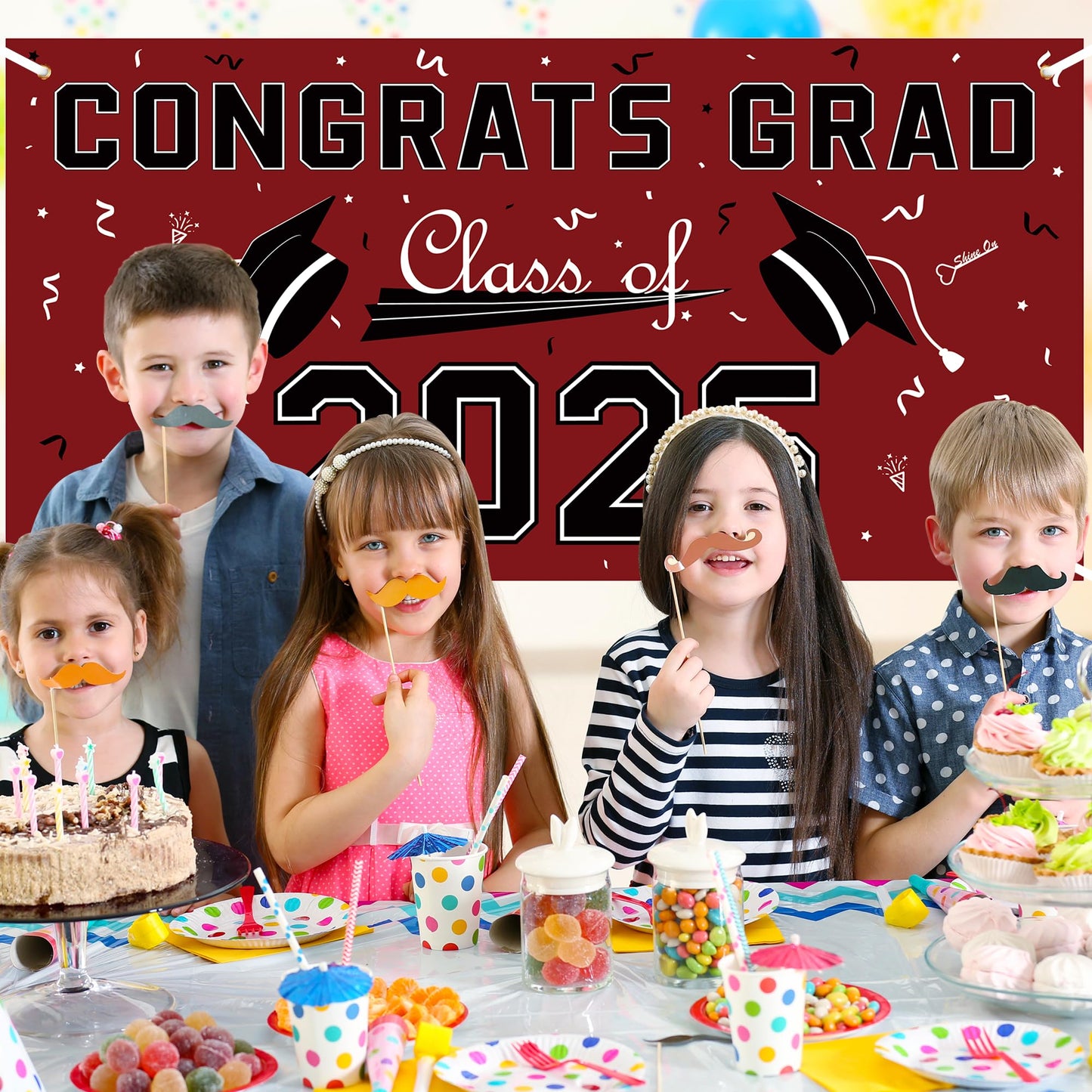 Graduation Decorations 2026 2027 - Red Polyester Graduation Backdrop - Graduation Party Decorations - Congrats Grad Banner - Graduation Decorations Class of 2026,Graduation Party Favors Supplies Yard Sign WN420