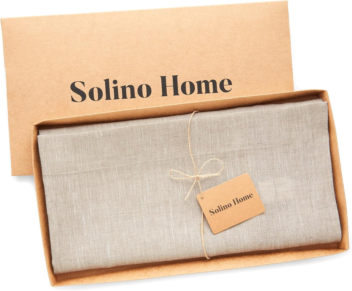 Solino Home 100% Pure Linen Table Cloth, Throw Natural, Athena 52 x 52 in | Linen Tablecloth a neat topper for bistro, card and side tables | softly textured weave | Light Natural | OEKO-TEX Certified BST326SOLH