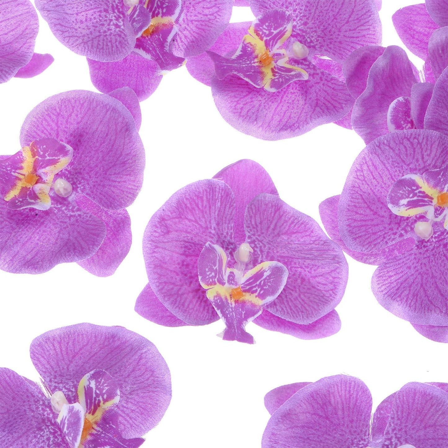 M METERXITY 20-Pack Artificial Orchid Flower Heads, Silk Faux Butterfly Flowers Head for Wedding/Bouquet/Bridal/Party Decor, Fake Phalaenopsis Petals Bulk [2.76 Inch, Dark Purple] BST220