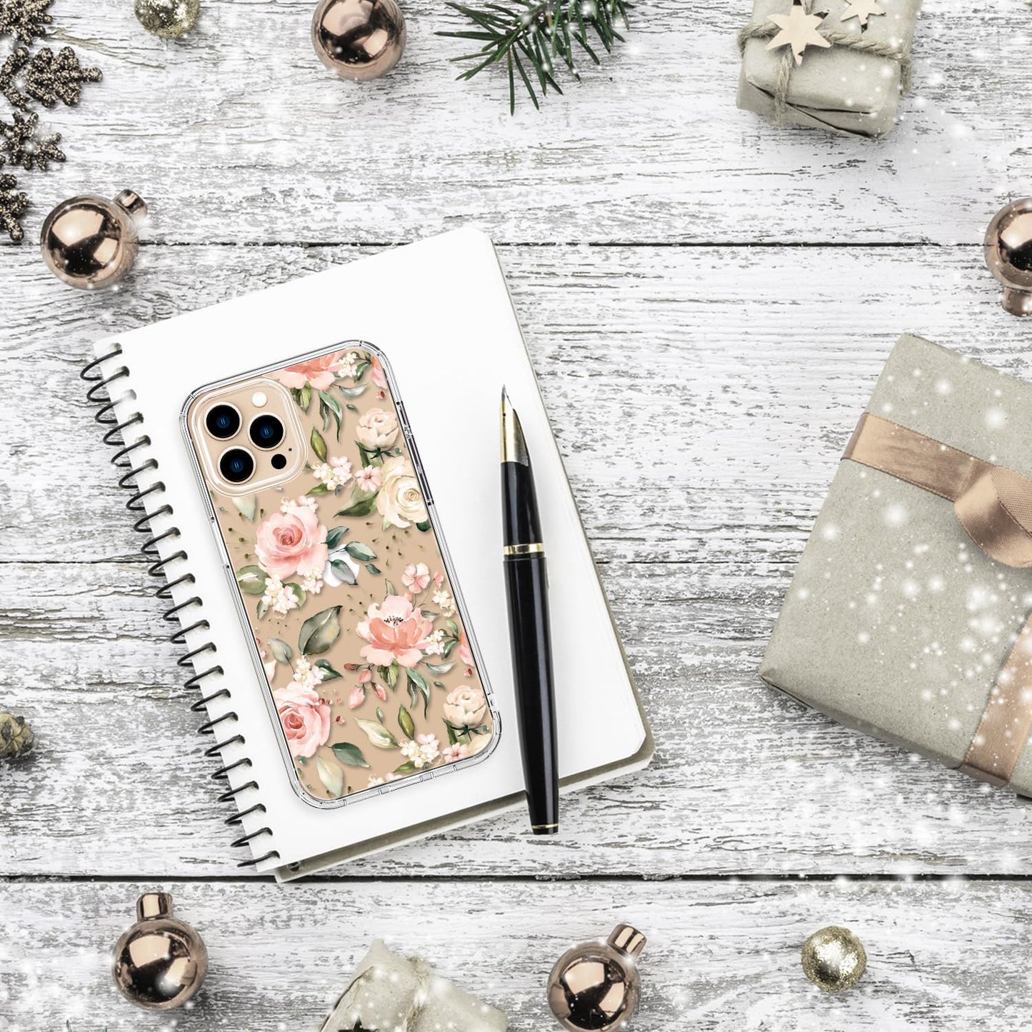 bicol for iPhone 12 Pro Max Case with Screen Protector and Camera Lens Protector - Fashionable Flower Floral Designs for Women Girls - Shockproof Acrylic Clear Phone Cover 6.7" - Blooming Flowers WN420