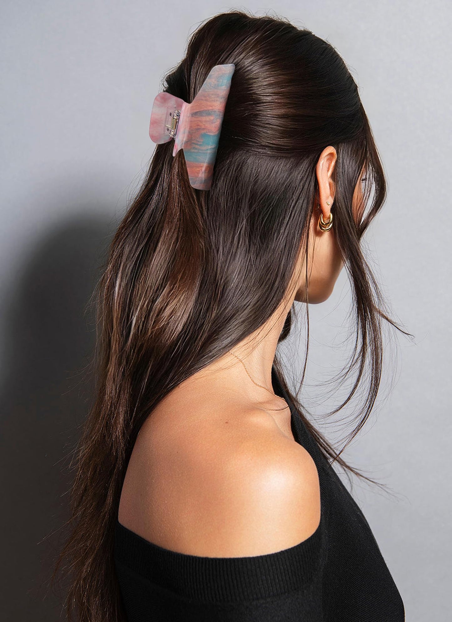 2 Pack Large Acrylic Hair Claw Clips for Women - 4.3 Inch Strong Hold Nonslip Hair Clips Big Claw Barrettes for Thick Thin Hair, Cute Durable Jaw Clips for Women Girls WN420