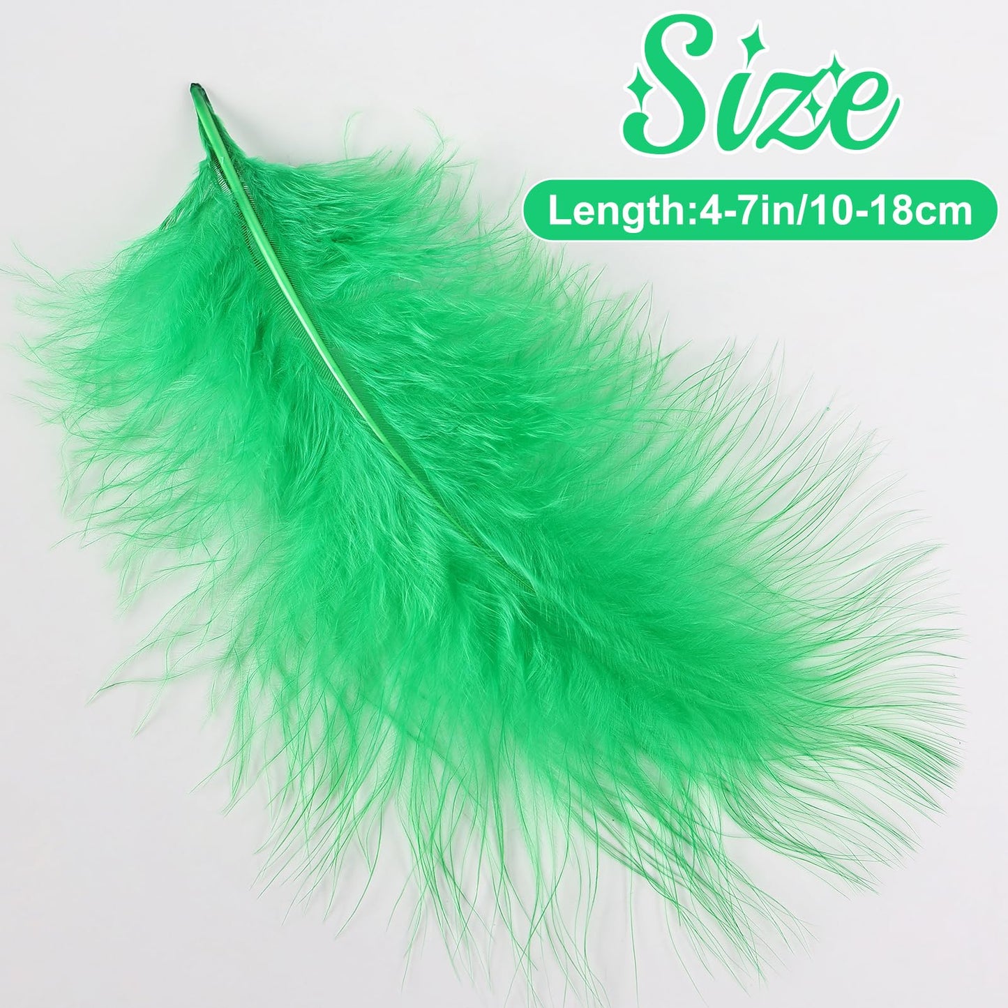 Fluffy Turkey Marabou Feathers 100pcs for Craft Dream Catcher Decoration - 4-7Inches Natural Feathers (Green) BST220