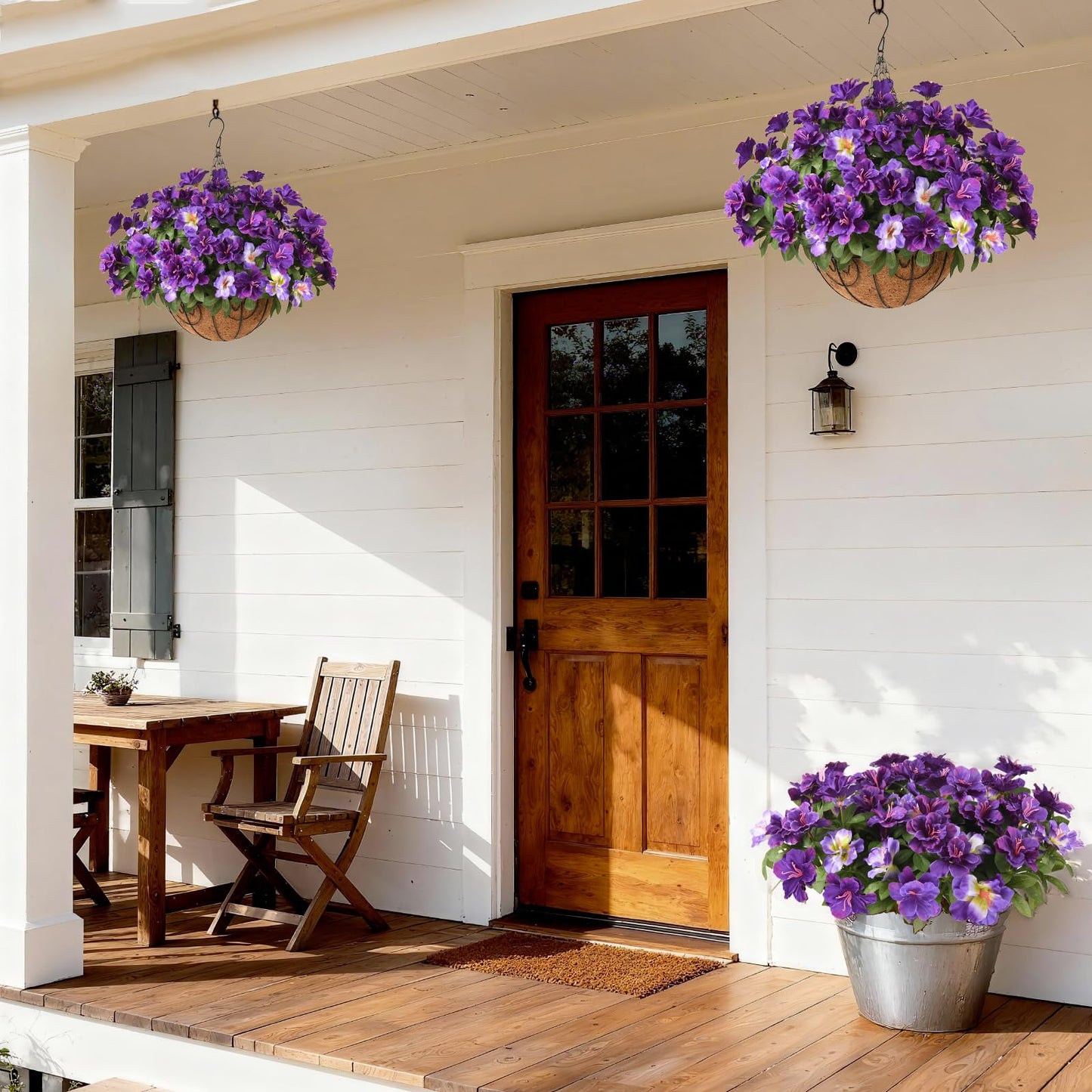 Hommyea Artificial Fake Flowers for Outdoor, 8 Bundles Faux Plants Silk Flowers Spring Decoration UV Resistant No Fade Plastic Flowers for Outside Planters Home Porch Patio Yard Garden Decor WN420