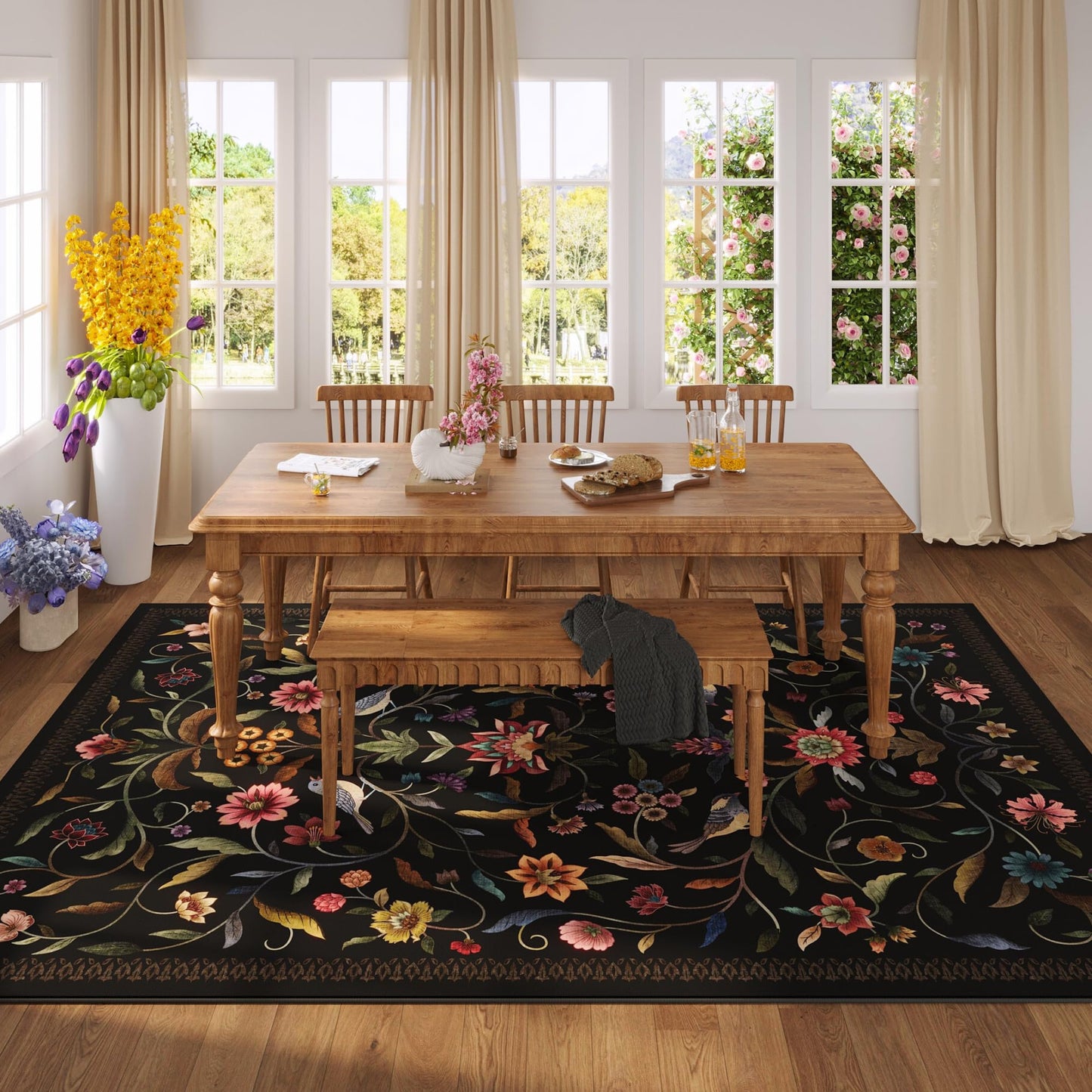 Vintage Medallion Floral Kitchen Runner 2x6, Machine Washable Rug, Soft Low Pile, Non-Slip Carpet for Hallways, Laundry, Bedroom, Bathroom, Entryway | Pink BST220