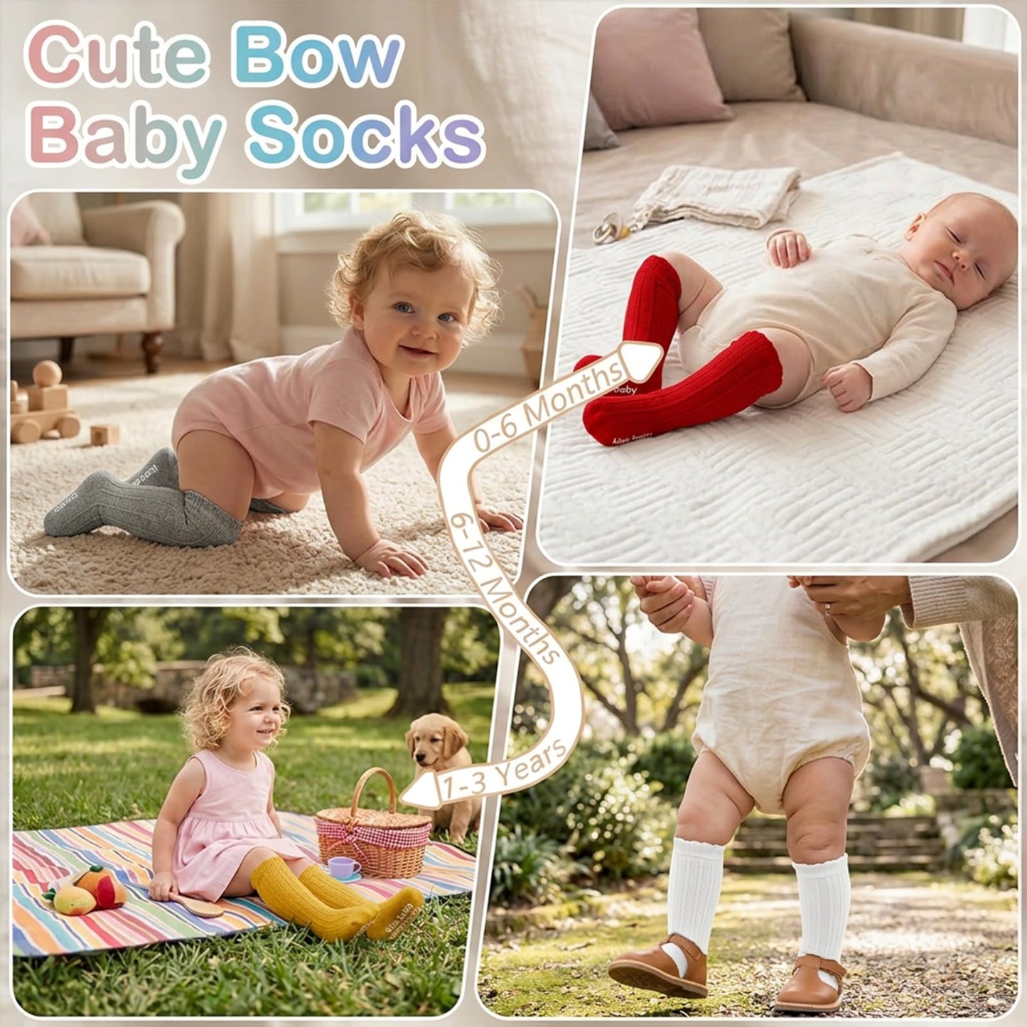 Toddler Girls Knee High Socks Soft Cotton Ruffle Long Tube Socks For Preemie Infant Newborn Toddler WN420