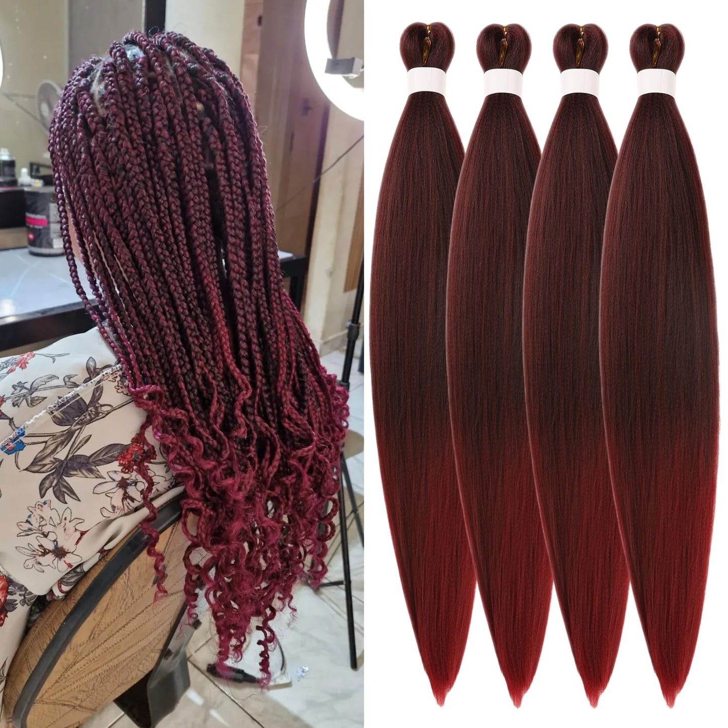 Purple Braiding Hair Pre stretched Knotless 26 inch | Hypoallergenic Synthetic Purple Prestretched Ez Braid Knotless Itch Free Soft Yaki Texture Hot Water Setting WN420