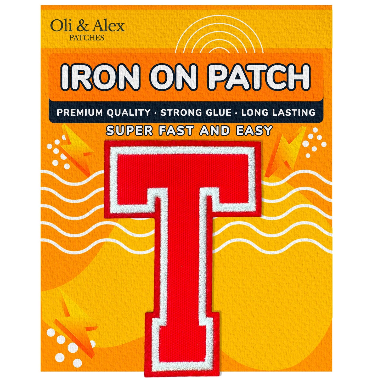 Iron On Letters Patches Premium Quality - Letter for Clothing - Varsity Patch Transfer for Clothes - Embroidered Letters Patches for Jersey Jackets - Sew on Appliques Red BST220