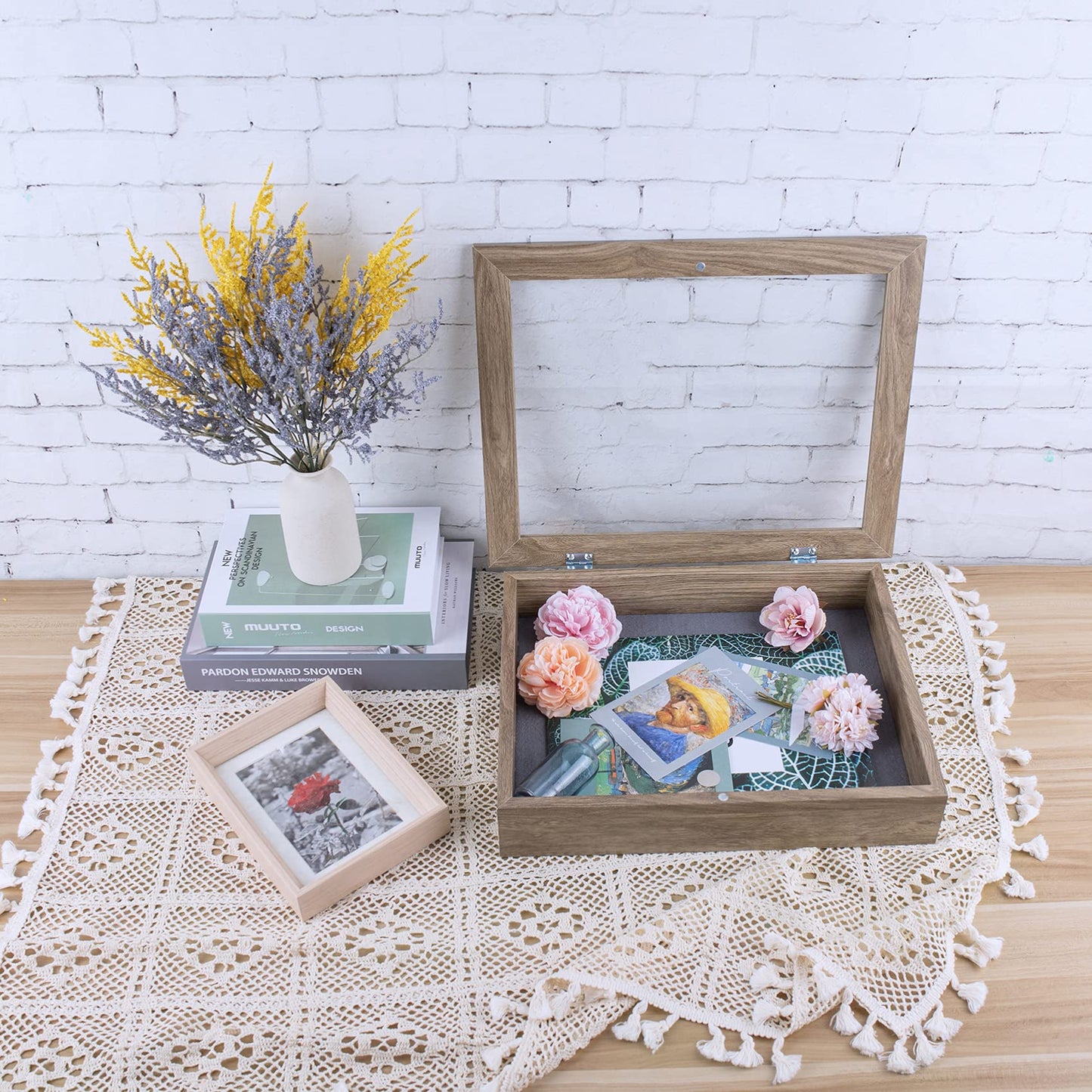 Golden State Art 11x14 Shadow Box Frame Display Case - 2 inch Depth Great for Collages, Collections, Mementos, 6 Pins Included (White, 1 Pack) BST326H