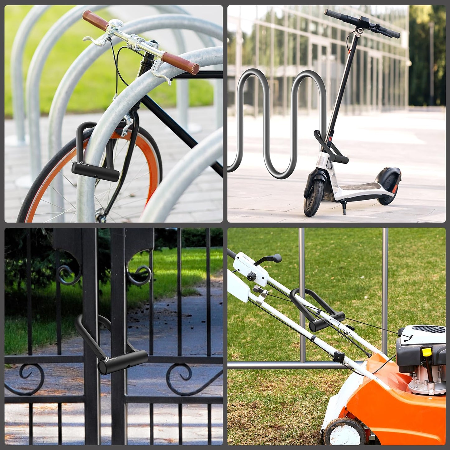 Sportneer Bike Lock: Heavy Duty Anti Theft Bike U Lock with 5ft Security Steel Cable - 17mm Shackle Bicycle U-Locks with 2 Keys & Mounting Bracket for Road Mountain Bike, Size 7.76''x5.02'', 1.64lb
