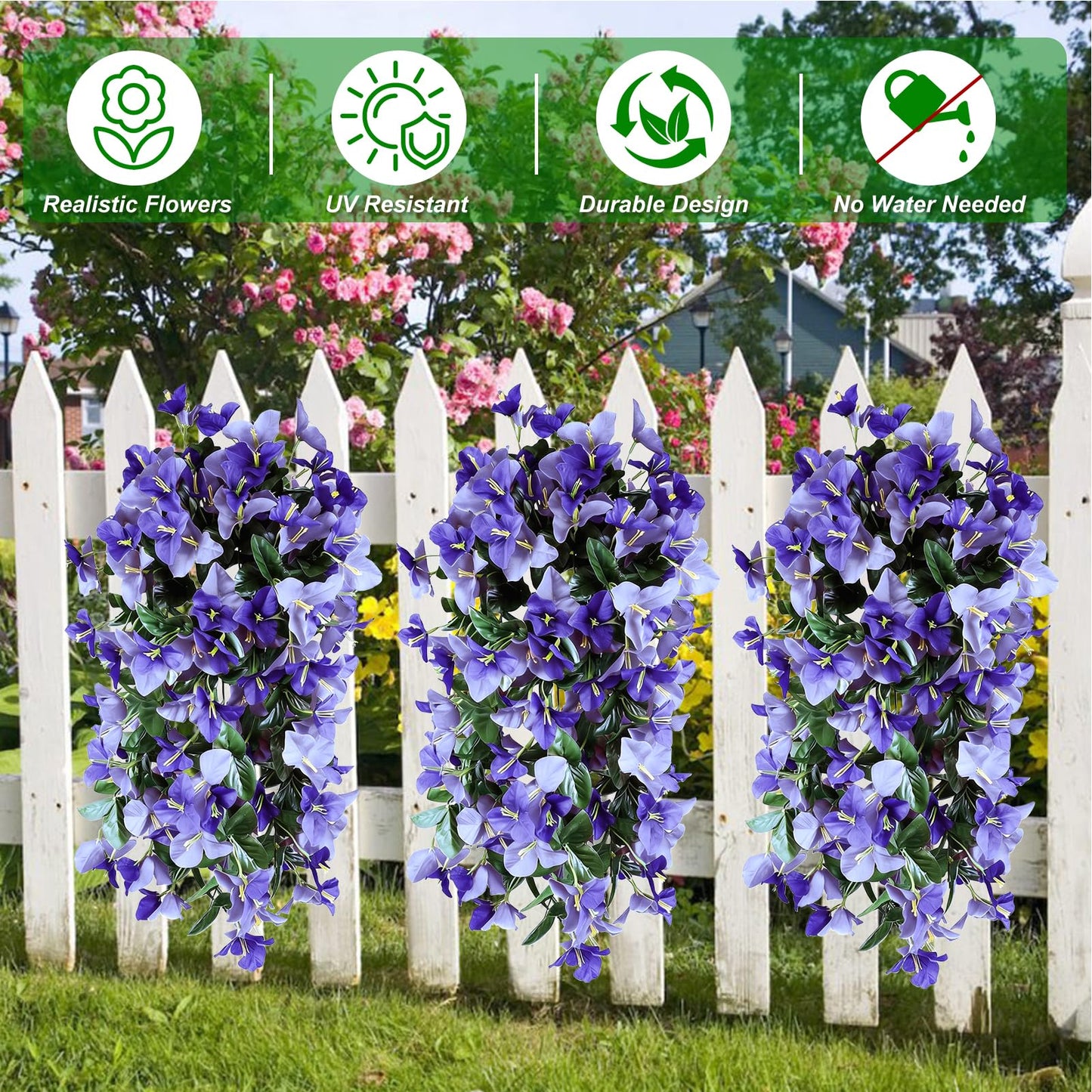 2 Pack Artificial Bougainvillea Flowers for Outdoors Decorations, Fake Hanging Plants, Faux Outside Flowers UV Resistant for Baskets Home Front Door Porch Patio Balcony Yard(Hot Pink) BST202
